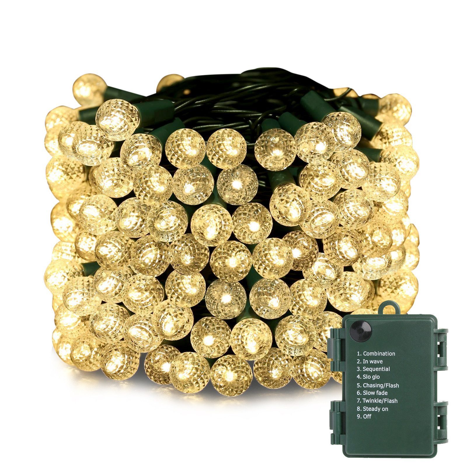 Elegear LED-Lichterkette 10M 100LEDs weihnachtsdeko Batterie, Kugel Lichter günstig online kaufen