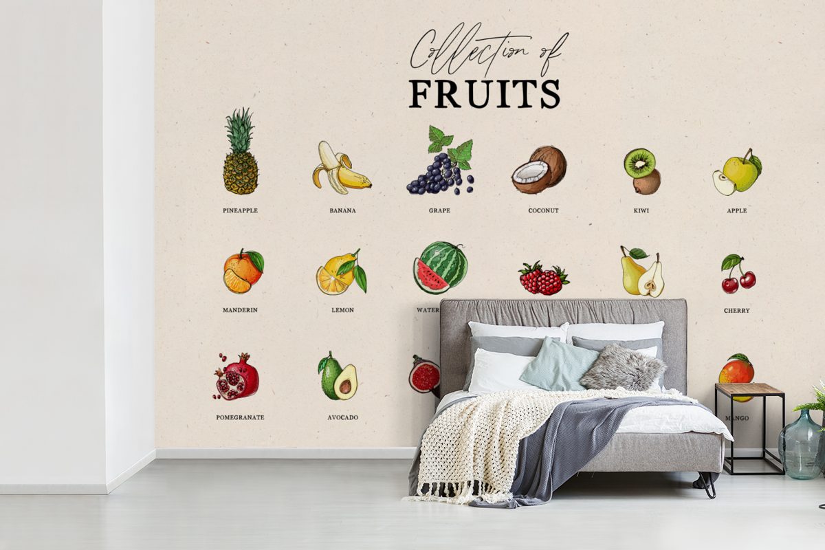 Matt, Obst Wallpaper St), MuchoWow Wohnzimmer, Kinderzimmer, (6 Fototapete Küche - Vinyl bedruckt, für Tapete Lebensmittel, Schlafzimmer, -
