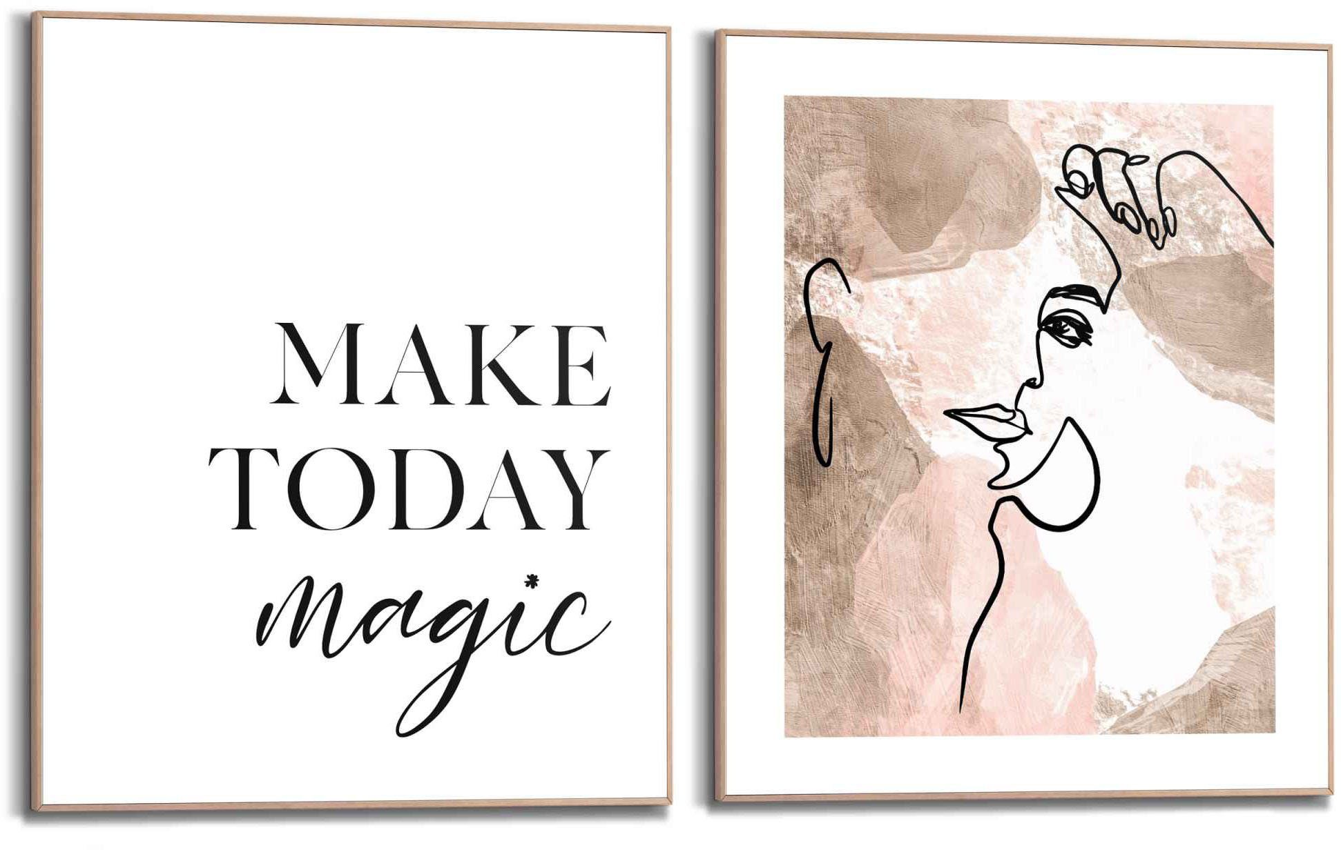 Reinders! Wandbild Magische Linien Frau - Abstrakt - Zitat - Positivität, (2 St). € 47,99