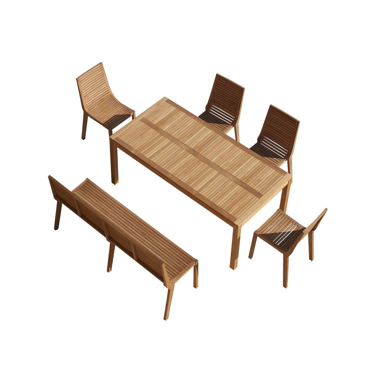 Tikamoon Garten-Essgruppe Gartenmöbel Teo aus Teakholz 120, 6-Sitzer, (1-tlg)