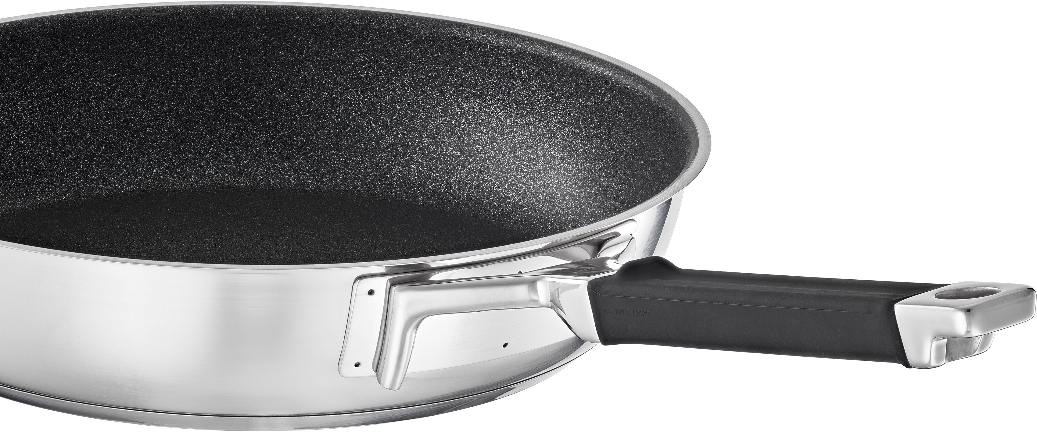 RÖSLE Bratpfanne SILENCE PRO, Edelstahl 18/10 (1-tlg), kratzfeste Premium-Antihaftversiegelung, Silikongriff, Induktion