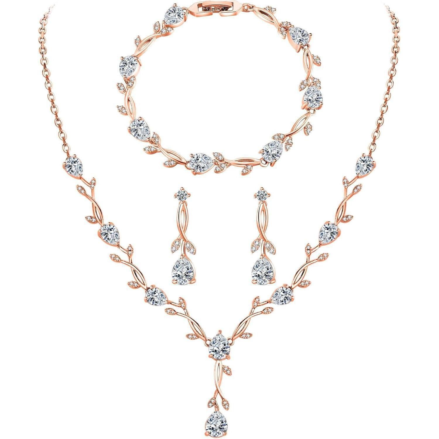 LuxusKollektion Schmuckset Schmuckset Hochzeit Silber 925 Halskette Zirkoni günstig online kaufen