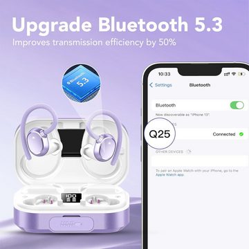 IKG Kabellos Bluetooth 5.3 Ohrhörer LED-Anzeige USB-C In-Ear-Kopfhörer (Lange Akkulaufzeit von 120 Stunden mit schnellem Laden für unterbrechungsfreien Musikgenuss., mit 4 Mic, 120H Spielzeit, 2024 Neue Weicher Ohrbügel, IP7 Wasserdicht)