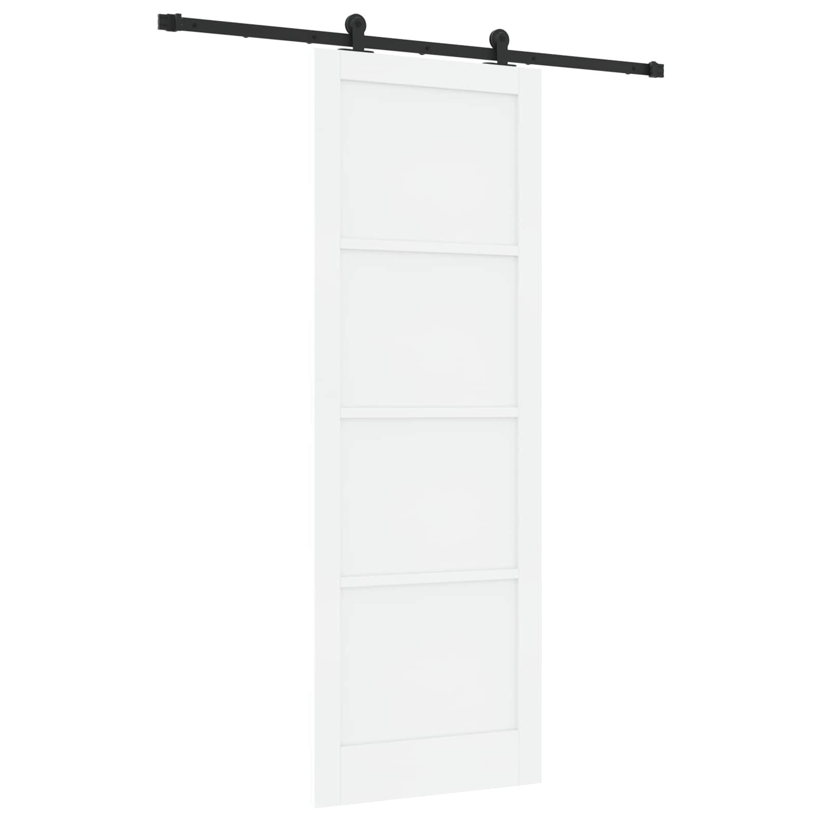 vidaXL Schiebetür Weiß und Schwarz 83 x 232 cm Massives Kiefernholz (1-St)