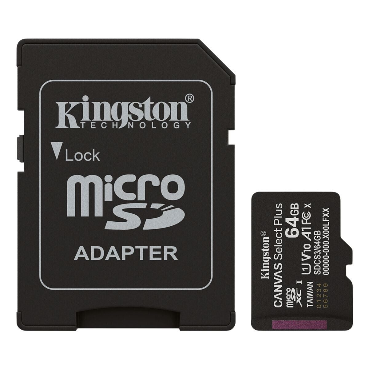 Kingston Canvas Select Plus Speicherkarte (64 GB, 100 MB/s Lesegeschwindigkeit, stoß-/wasserfest, vibrationssicher)