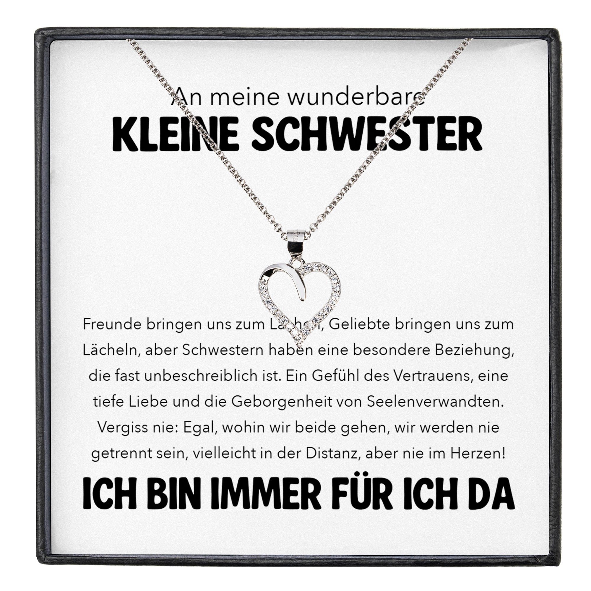 Schmuckset Kleine Schwester Geschenk Frauen und Mädchen Schmuck Herz Halskette