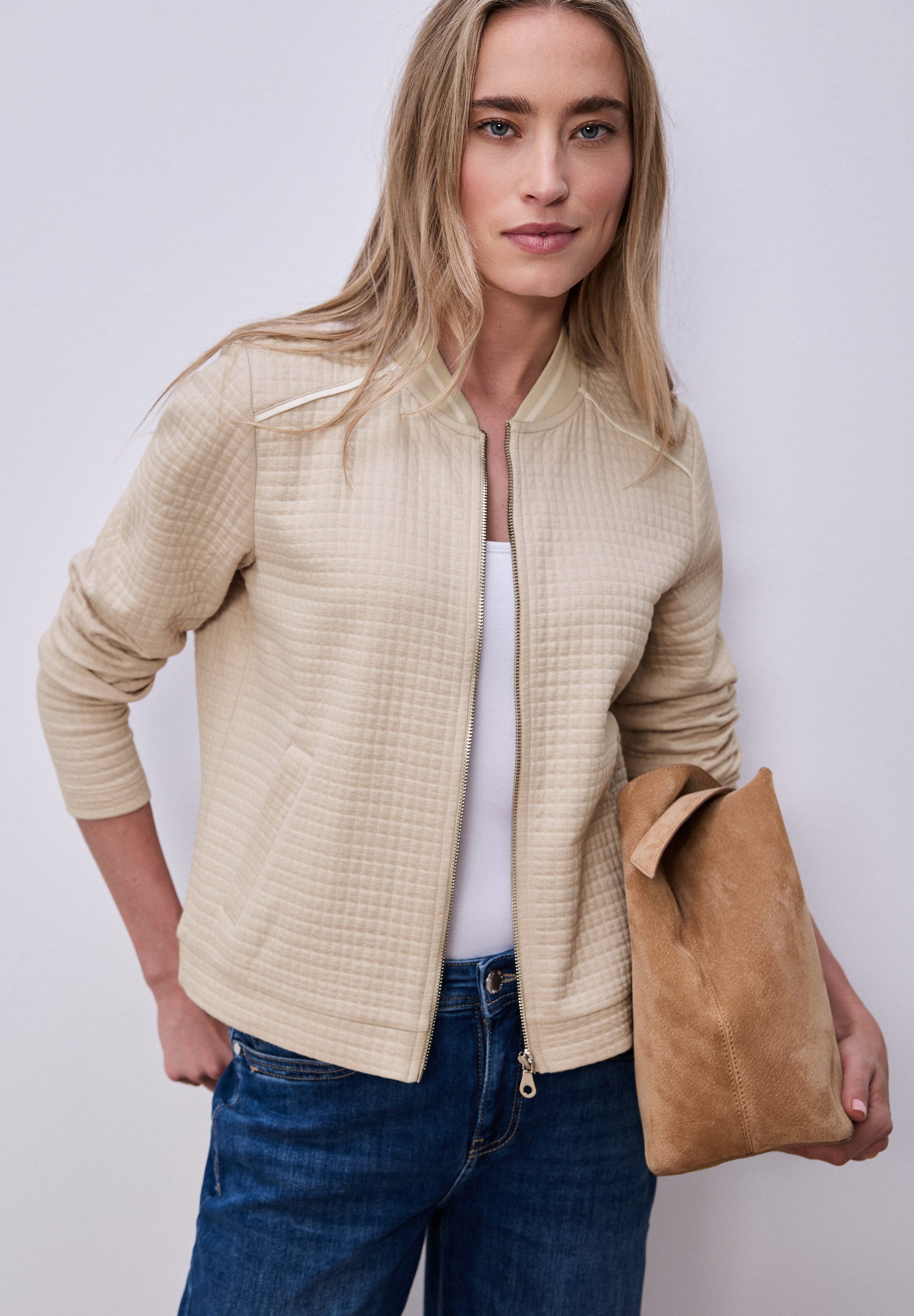 STREET ONE Sweatjacke aus elastischem Materialmix