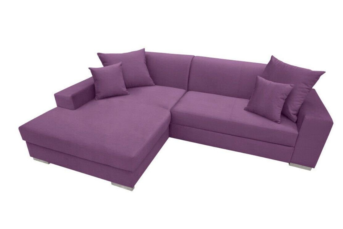 Sofa Sofas mit Couch Lila JVmoebel Schlafsofa Ecksofa, Designer NEU Bettfunktion Ecksofa