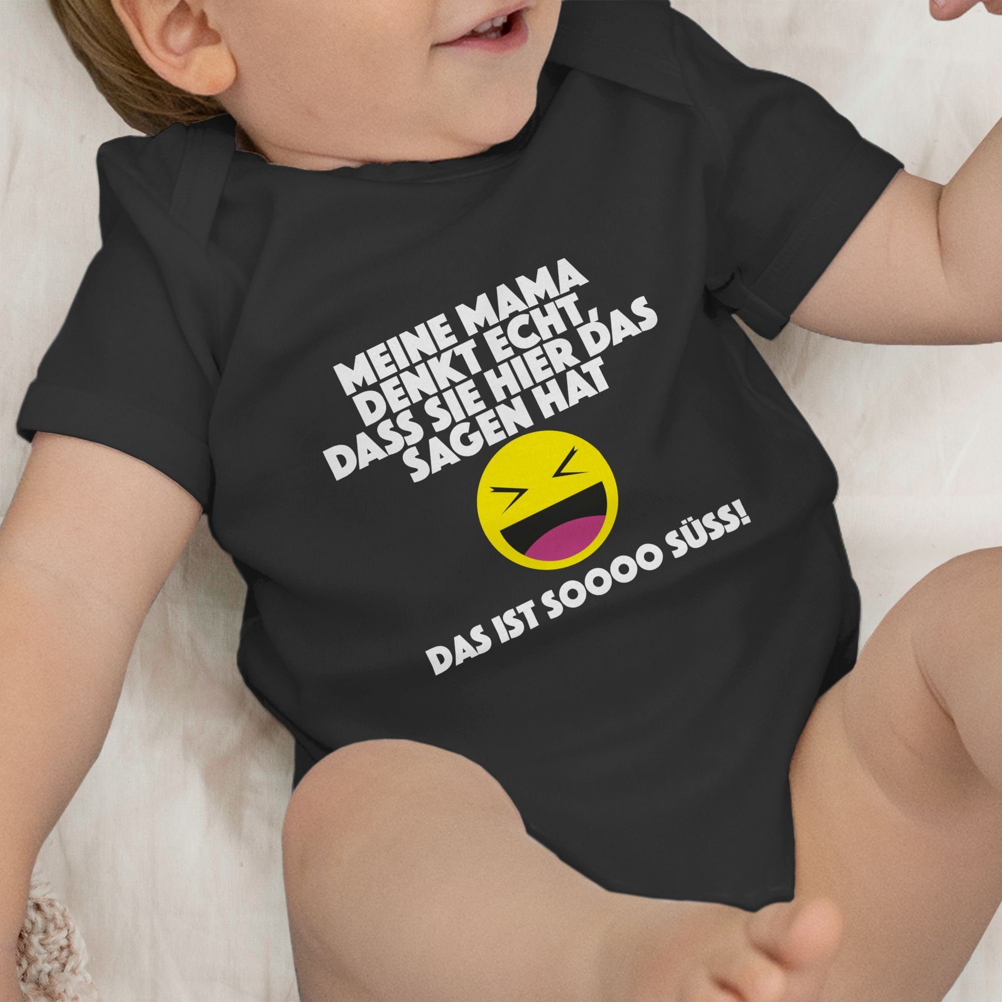 Mama dass denkt ist das sagen Meine Sprüche Baby hier hat. Schwarz Emoticon Shirtbody sie Shirtracer echt, - 1 Das