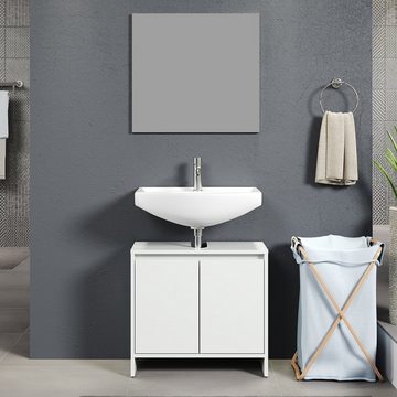 trendteam Badmöbel-Set, (2-St), Badmöbelset Waschbeckenunterschrank Badezimmer Weiß 60x164x28cm