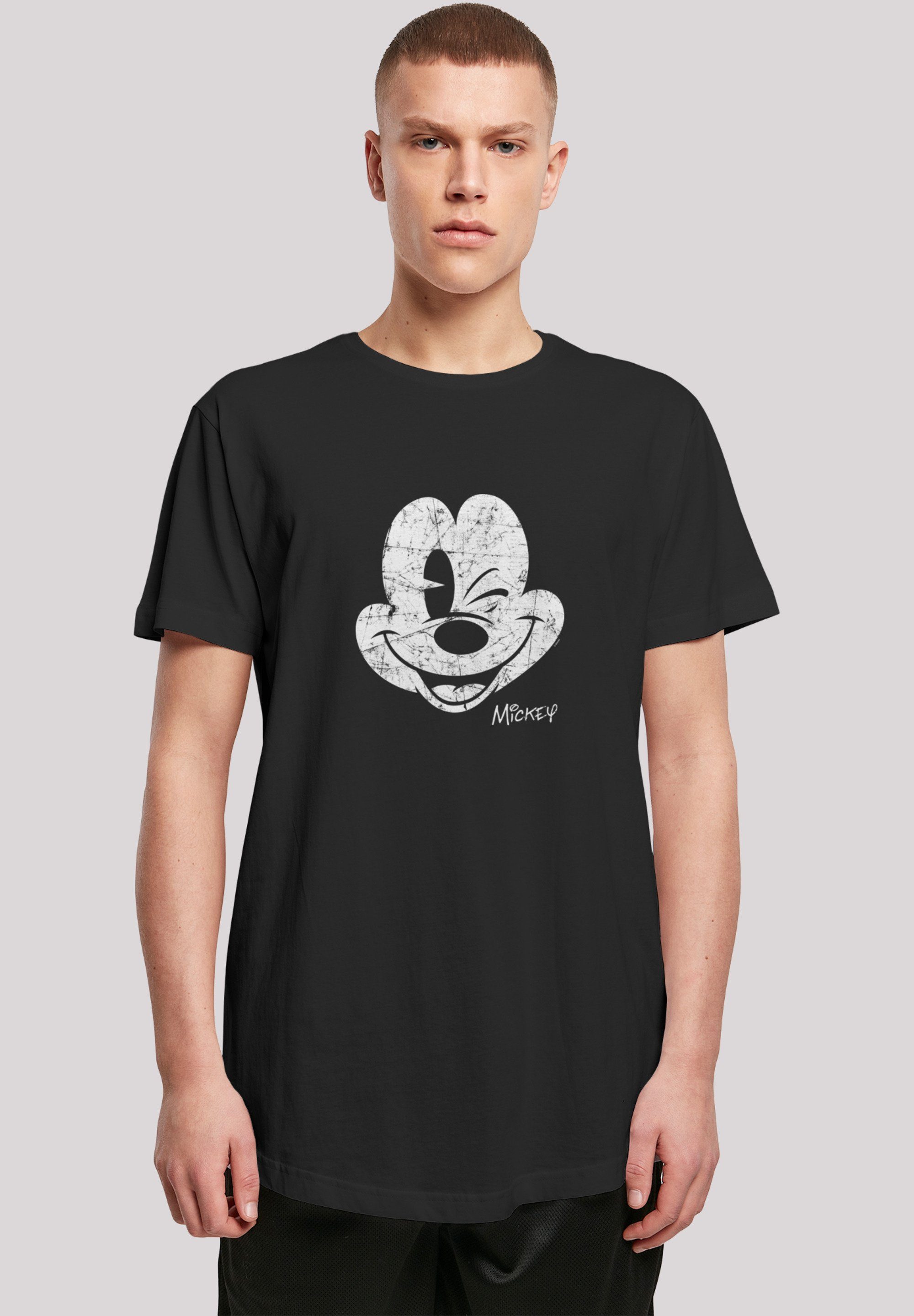 F4NT4STIC T-Shirt Long Cut T-Shirt 'Disney Mickey Mouse Since Beaten Face'  Herren,Premium Merch,Lang,Longshirt,Bedruckt