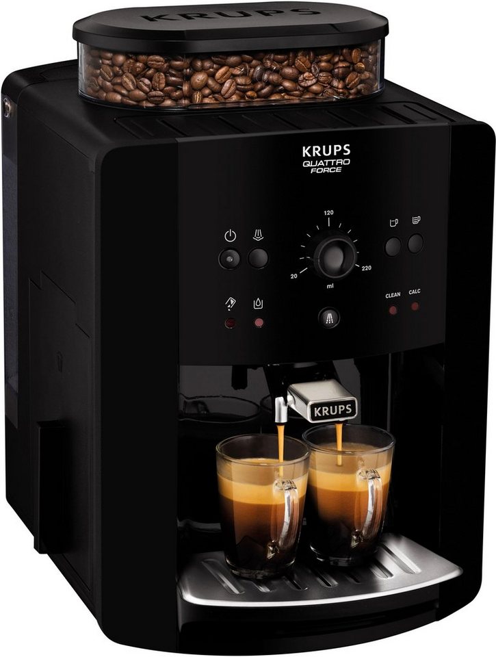 Krups Kaffeevollautomat EA8110 Arabica Quattro Force, 1450 Watt,  Wassertankkapazität: 1,8 Liter, Pumpendruck: 15 bar,  