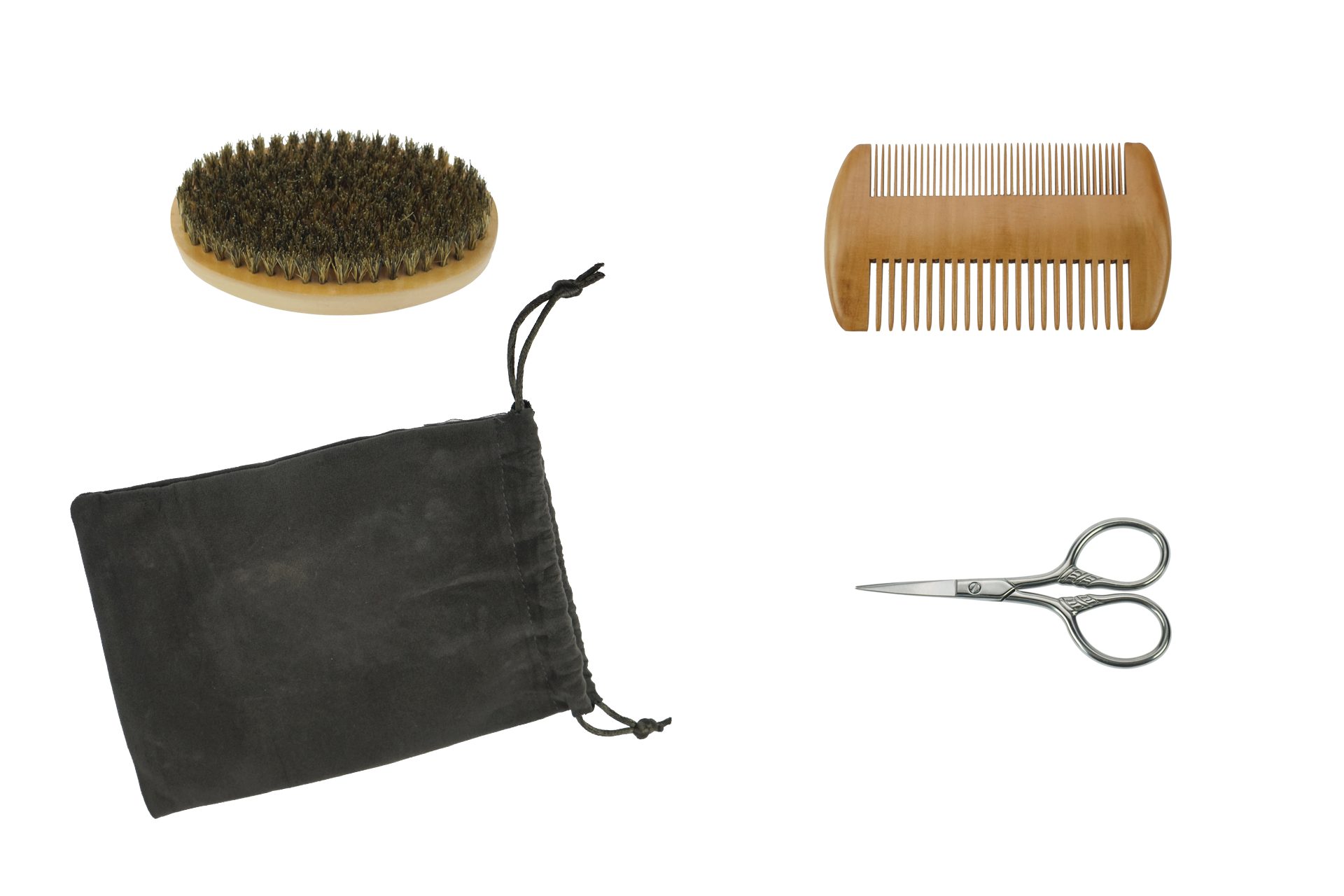Fantasia Beauty Bartpflege-Set Bartset, 3tlg im Zugbeutel, Bartbürste, Schere und Staubkamm, 1-tlg., Bartpflege