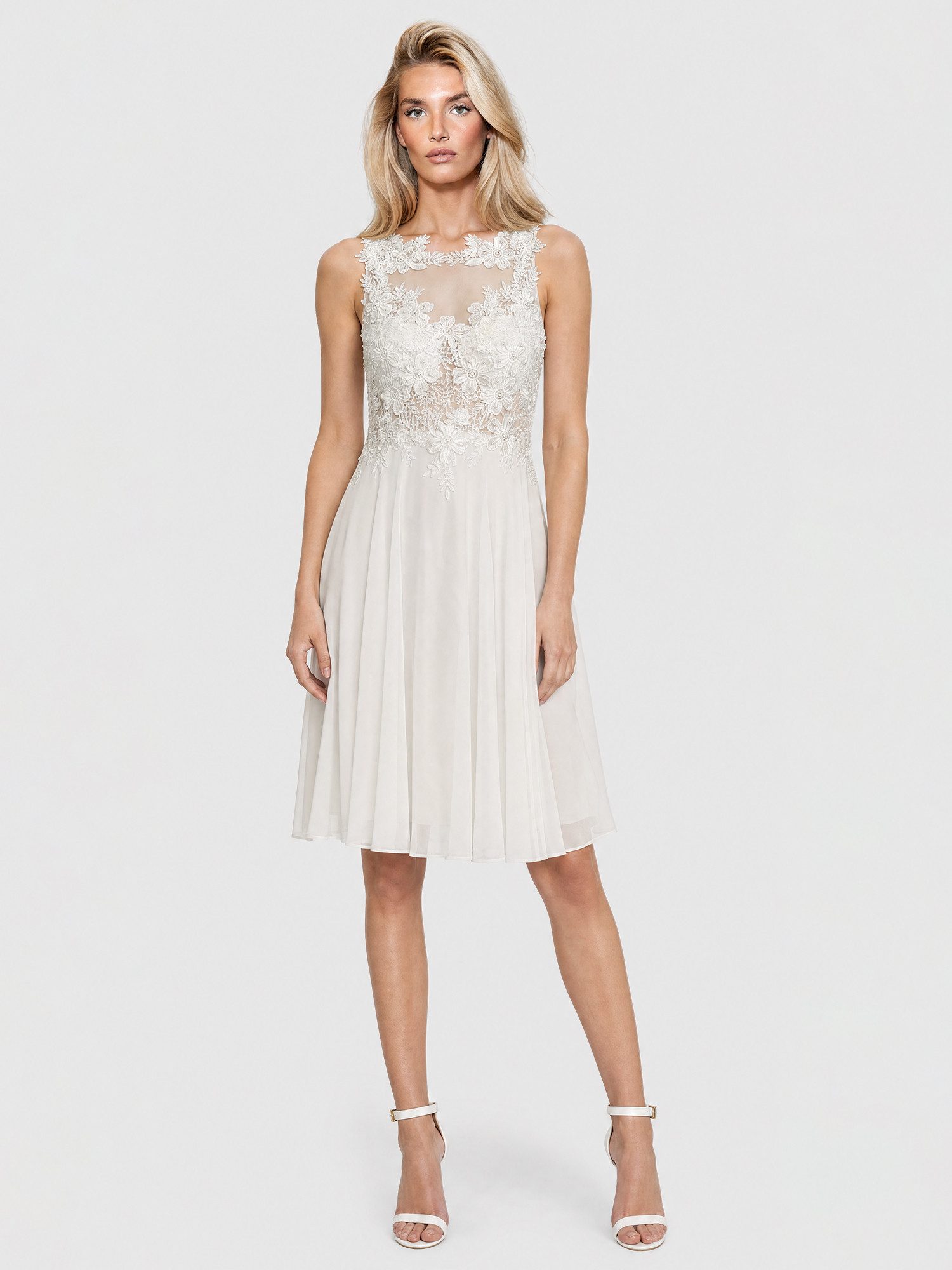 Apart Cocktailkleid mit floraler Spitze und Chiffon – Bild 4 von 5