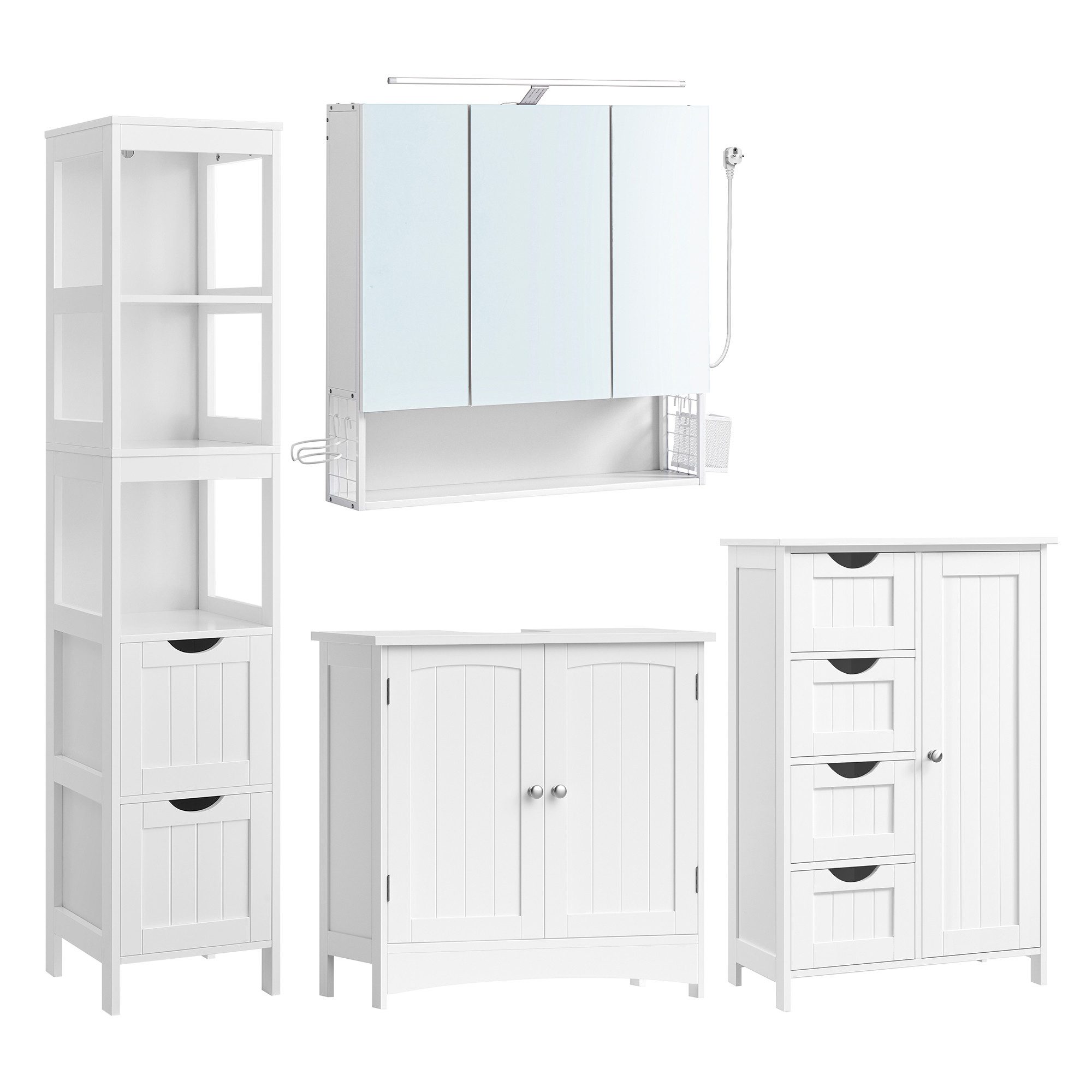 VASAGLE Badmöbel-Set Badezimmerschrank, (4er Set), 2 Badezimmerschränke, 1 günstig online kaufen