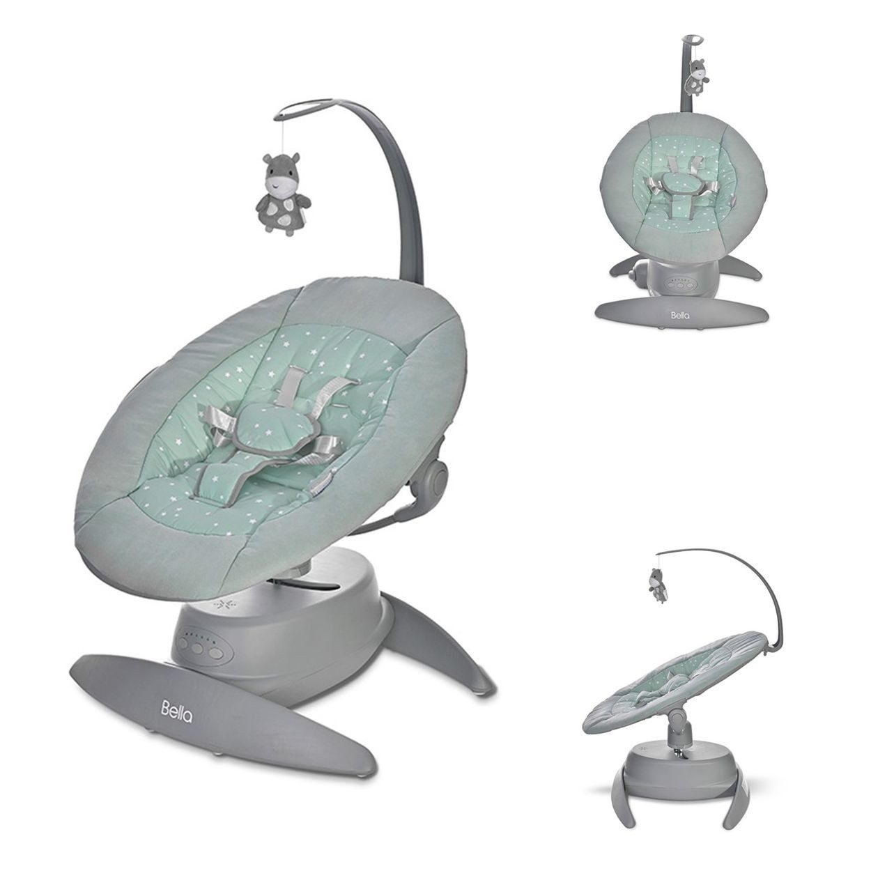 Lorelli Babywippe Babywippe Bella Spielbogen, Schaukelfunktion Melodien 360-Grad-Drehung