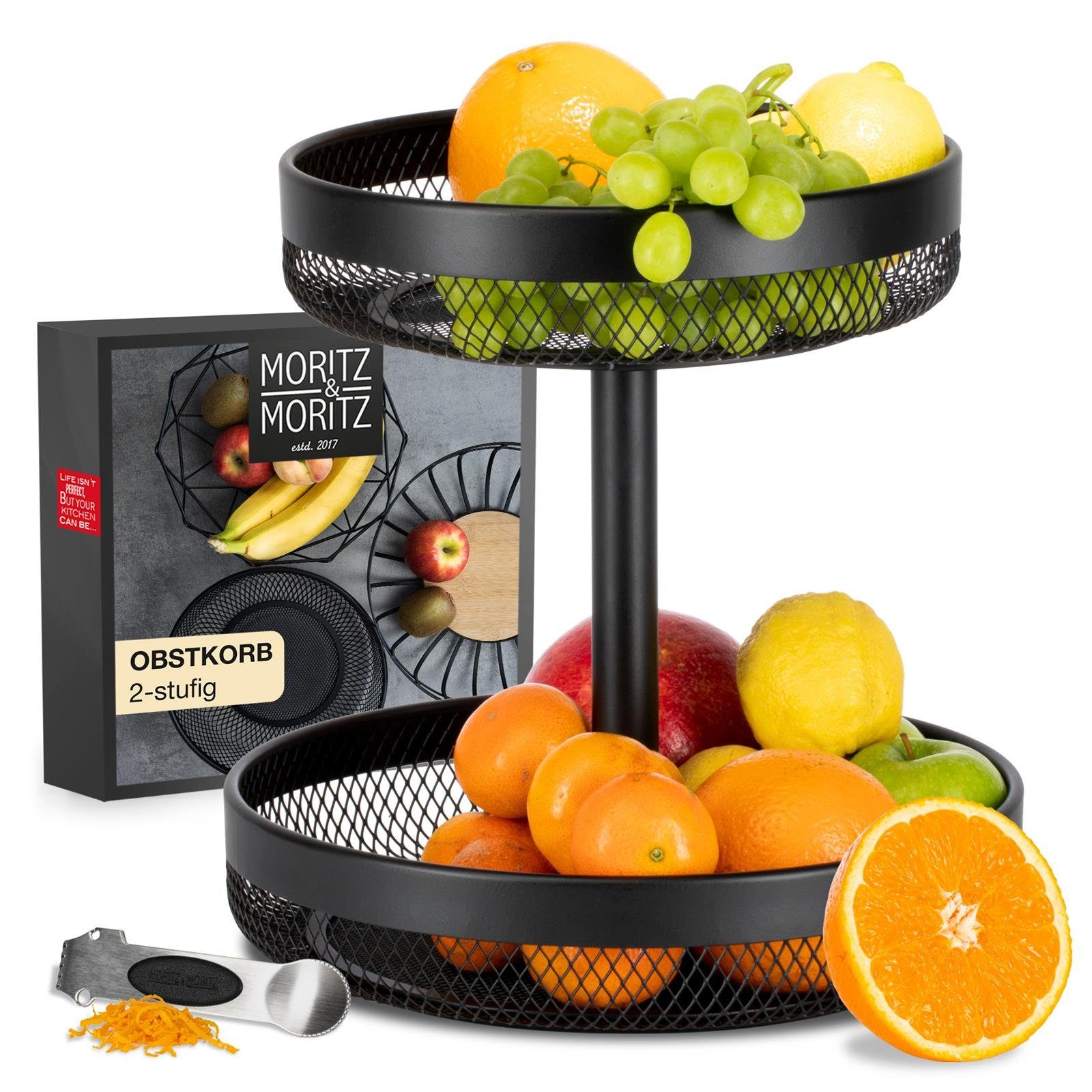 Moritz & Moritz Etagere Obst Etagere, Metall, (2-stöckig), Obstkorb Etagere Schwarz