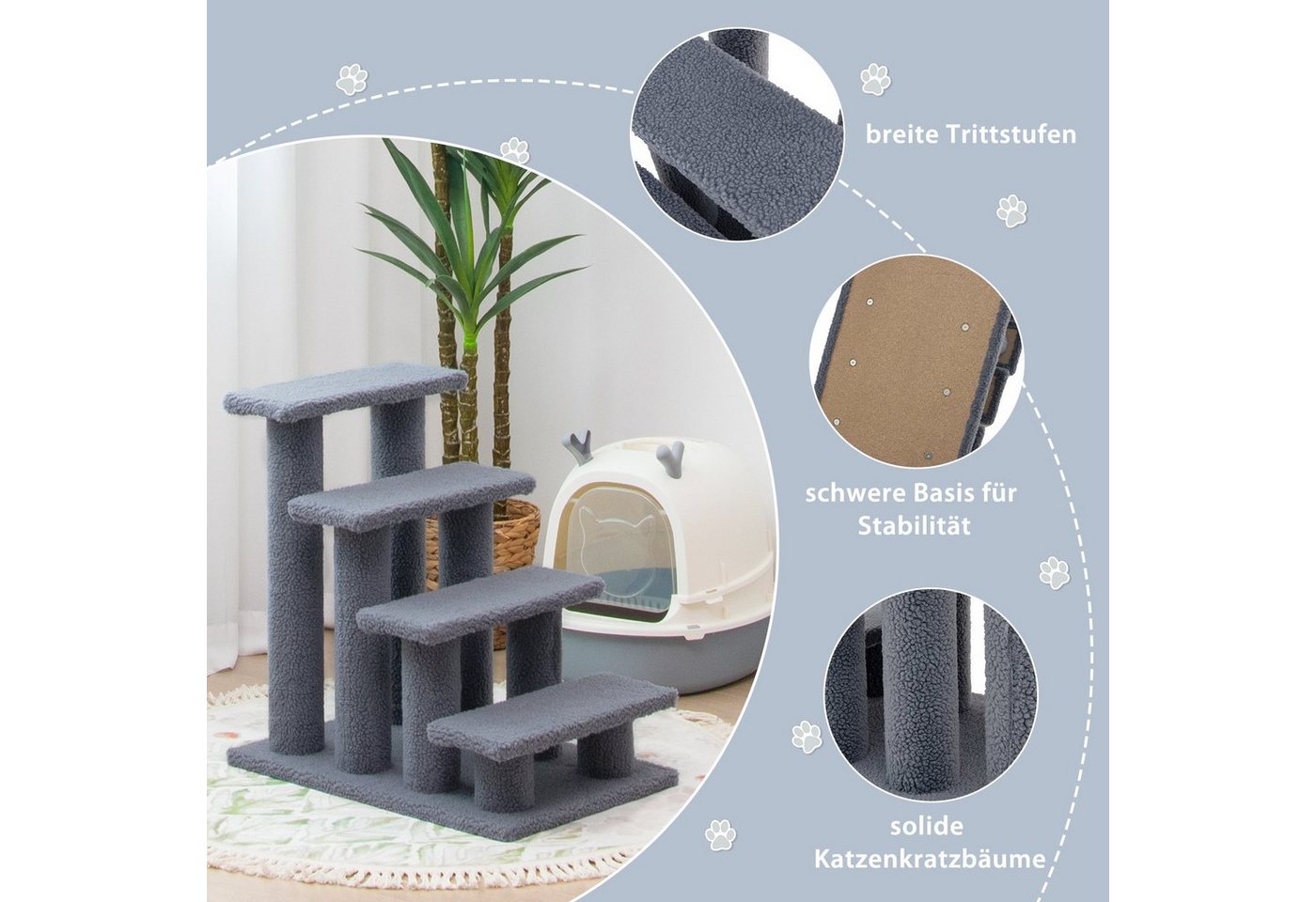 Thumbnail - COSTWAY Kratzbaum Katzenbaum, aus Lammkaschmir, bis 25 kg, 61 x 41 x 60 cm