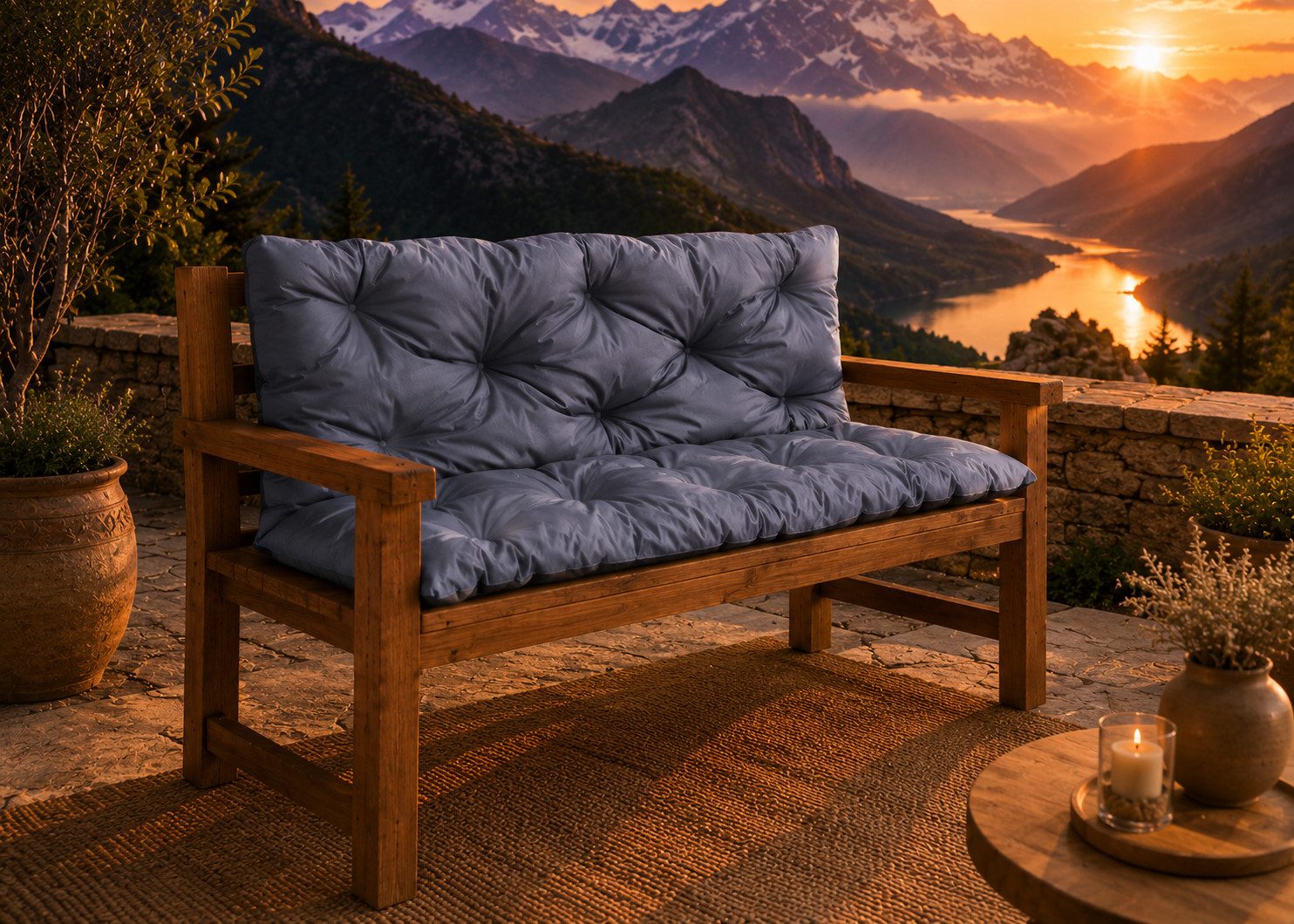 Dekokissen Wasserdichtes Outdoor Sitzkissen mit Rückenlehne Weiche PU-Füllung
