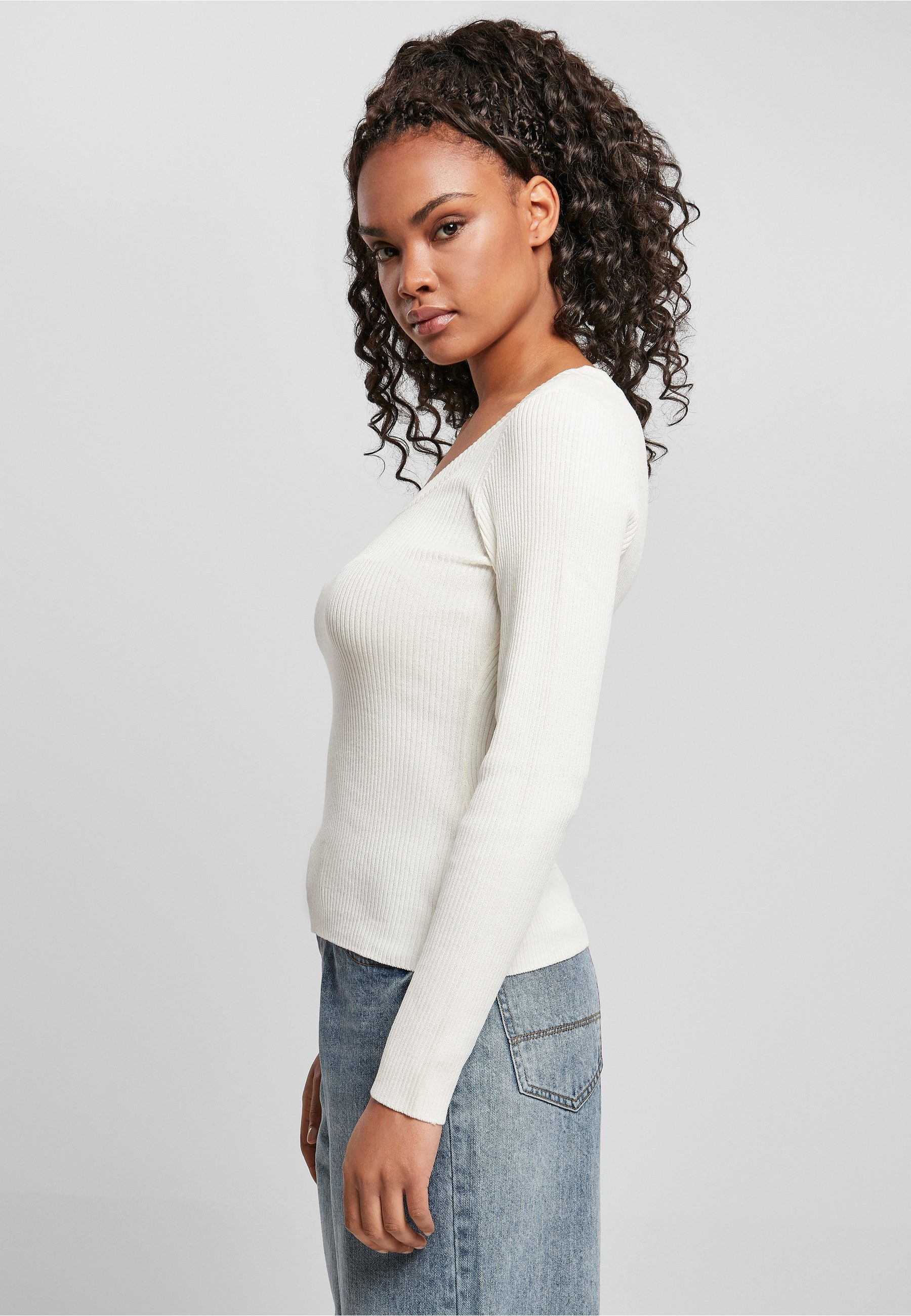 URBAN CLASSICS Sweatshirt Urban Classics Damen Ladies Wide Neckline Sweater günstig online kaufen