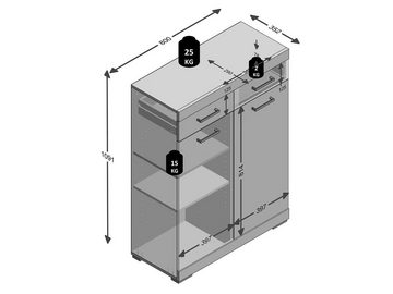 möbelando Schuhschrank Birkenhead 80 x 109,5 x 35 cm (B/H/T)