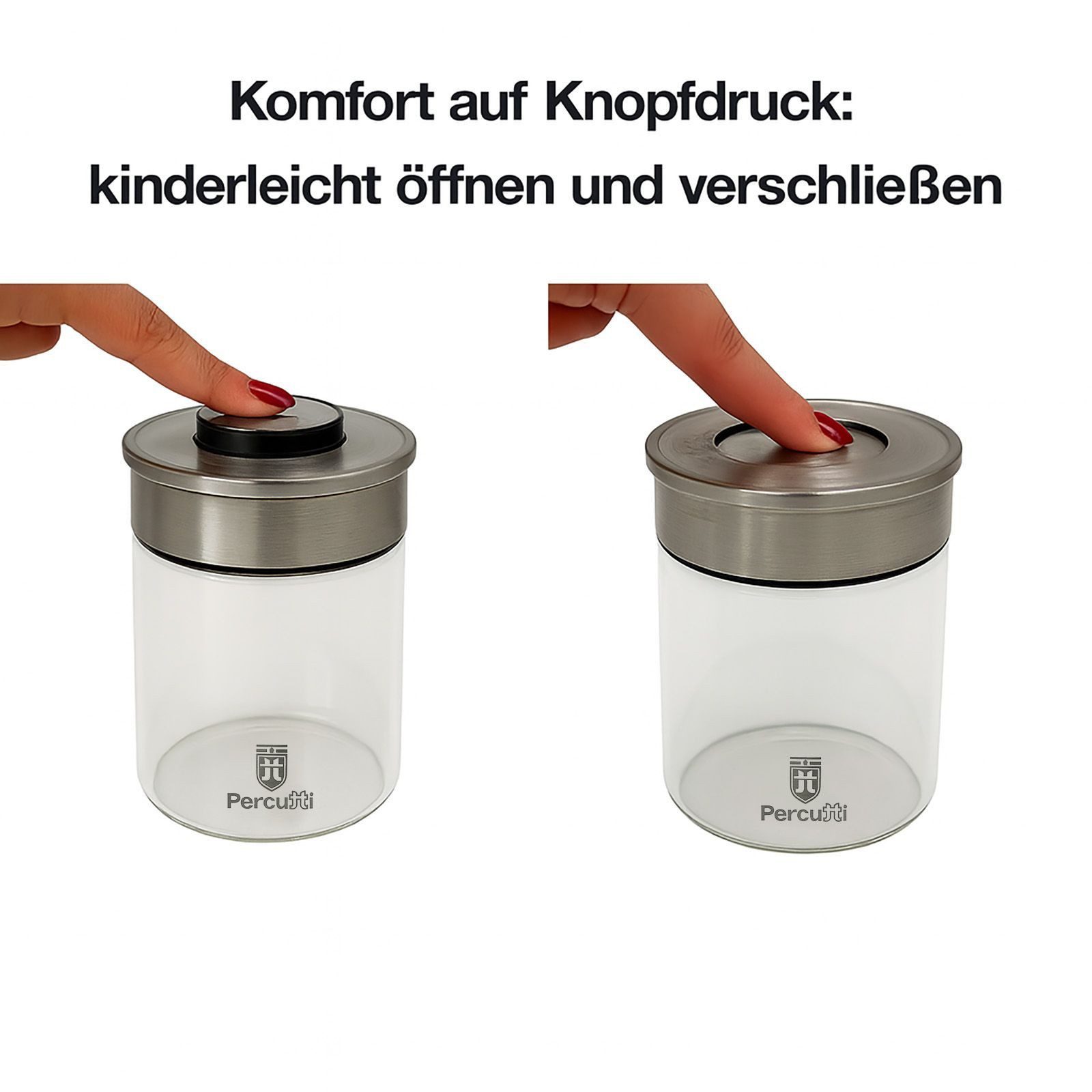 BURI Vorratsglas Vakuum Vorratsdosen 450-1950ml Vorratsgläser Vakuumdeckel luftdicht, Glas, (3-tlg) – Bild 5 von 5