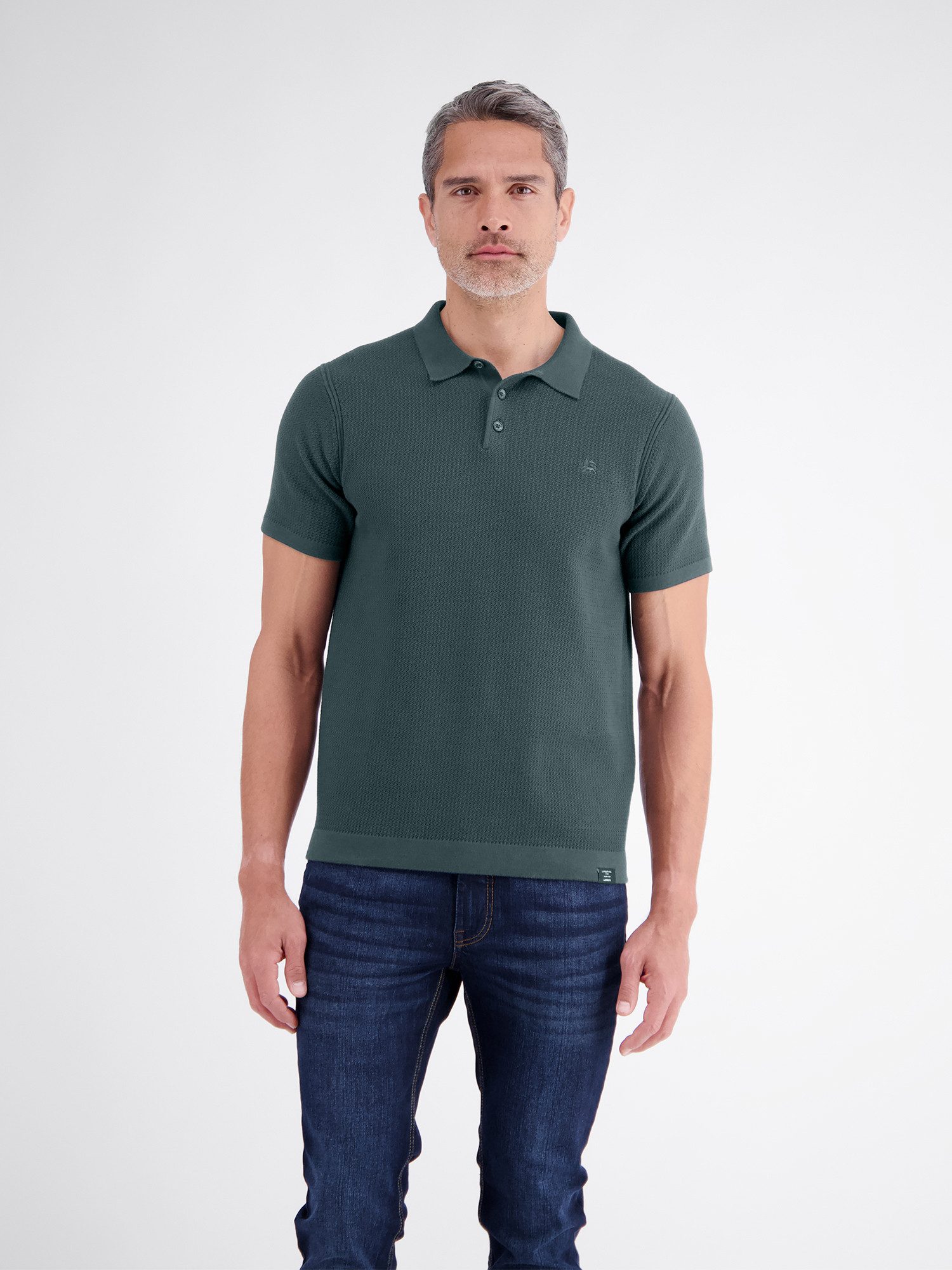 LERROS Poloshirt Polohemd in legerer Strickoptik aus griffiger Baumwolle