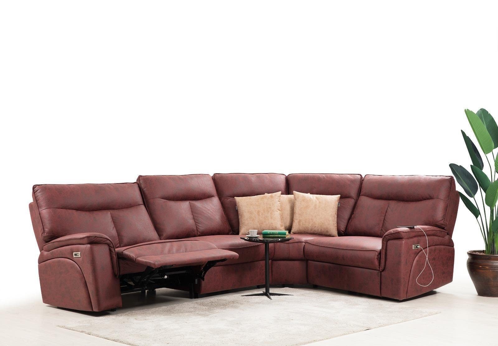 Rot Teile, Made Luxus in Modern L-Form 4 Sofa JVmoebel Polstermöbel, Couch Ecksofa Europa Ecksofa