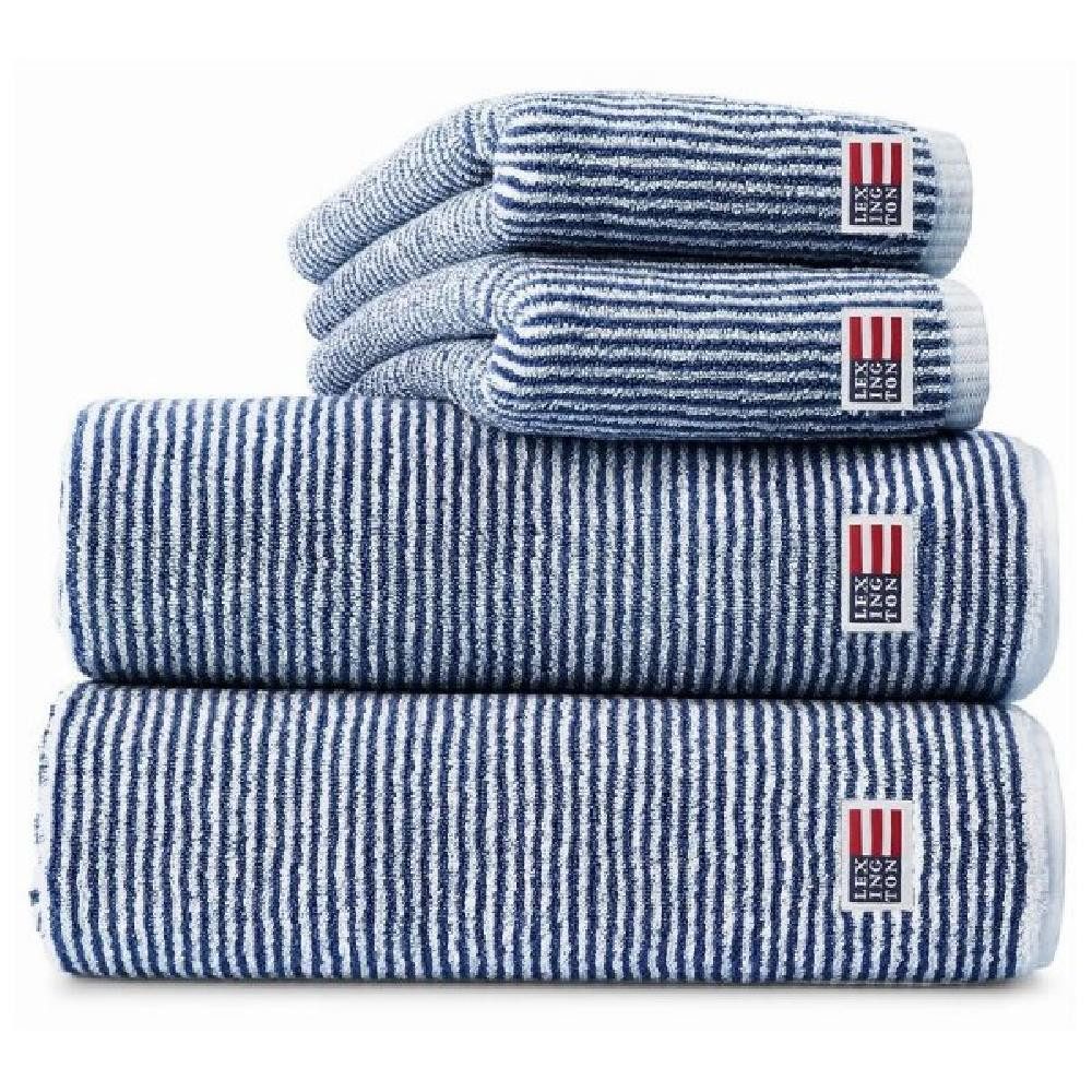Lexington Badetücher Handtuch Orignal Weiß Navy Blau gestreift (30x50cm)
