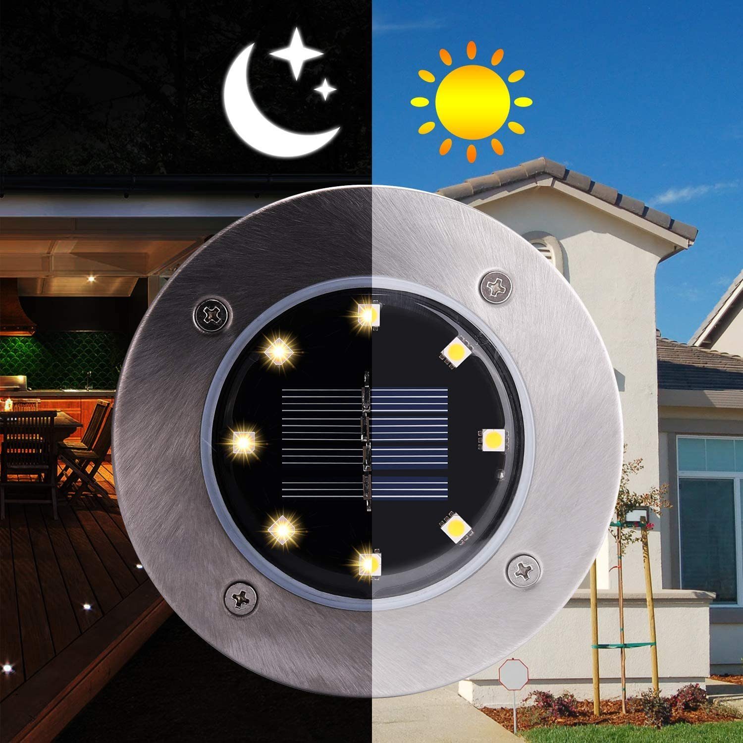 PRECORN LED Außenbereich LED Bodenleuchten 4x Solarlampen Solarleuchte Solar und für Garten
