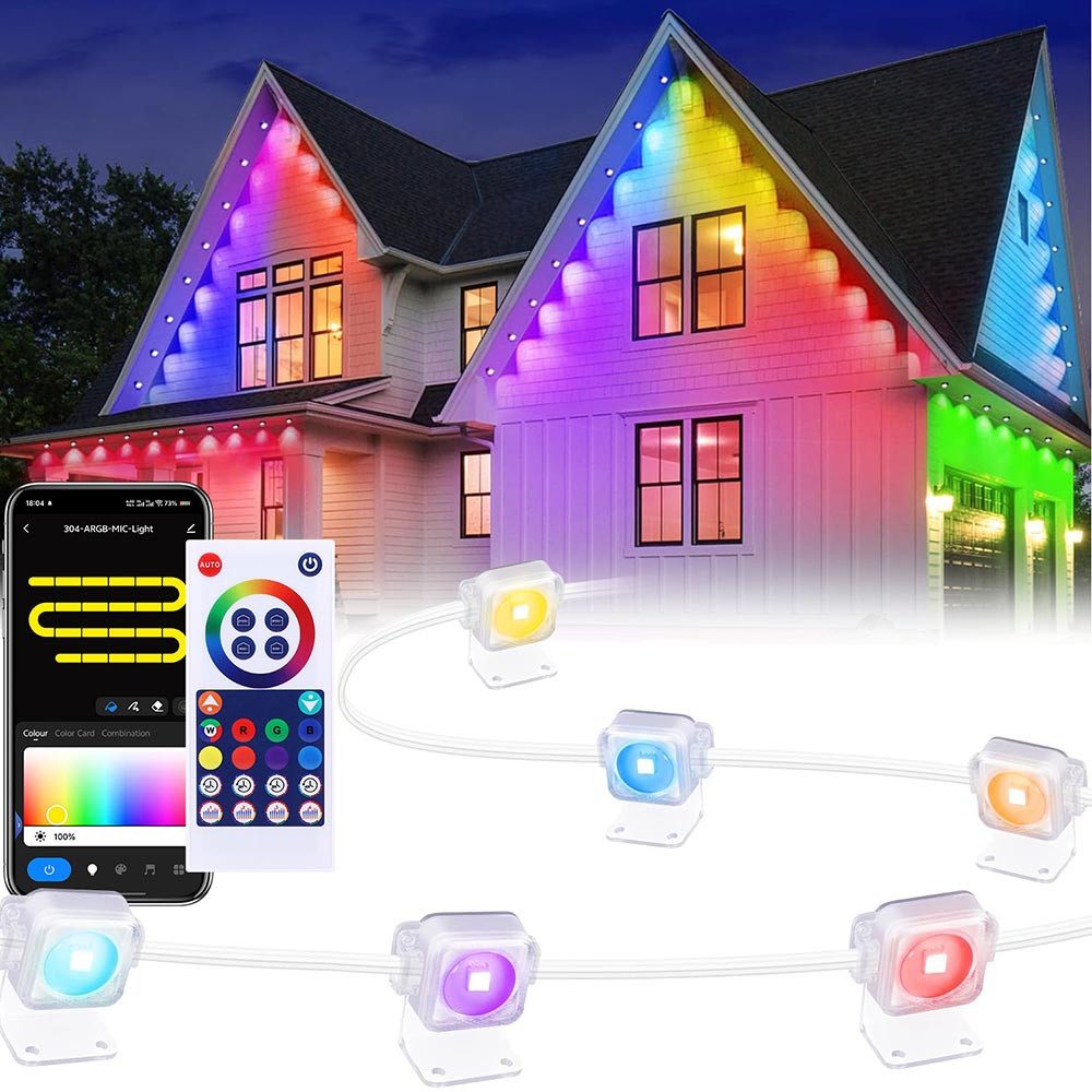 LMaxhome LED Stripe Permanente Außenbeleuchtung RGBIC, IP65, WLAN & App, 15–45 m, 24 V, LED Traufenbeleuchtung mit Musik-Sync, Timer, Alexa & Fernbedienung