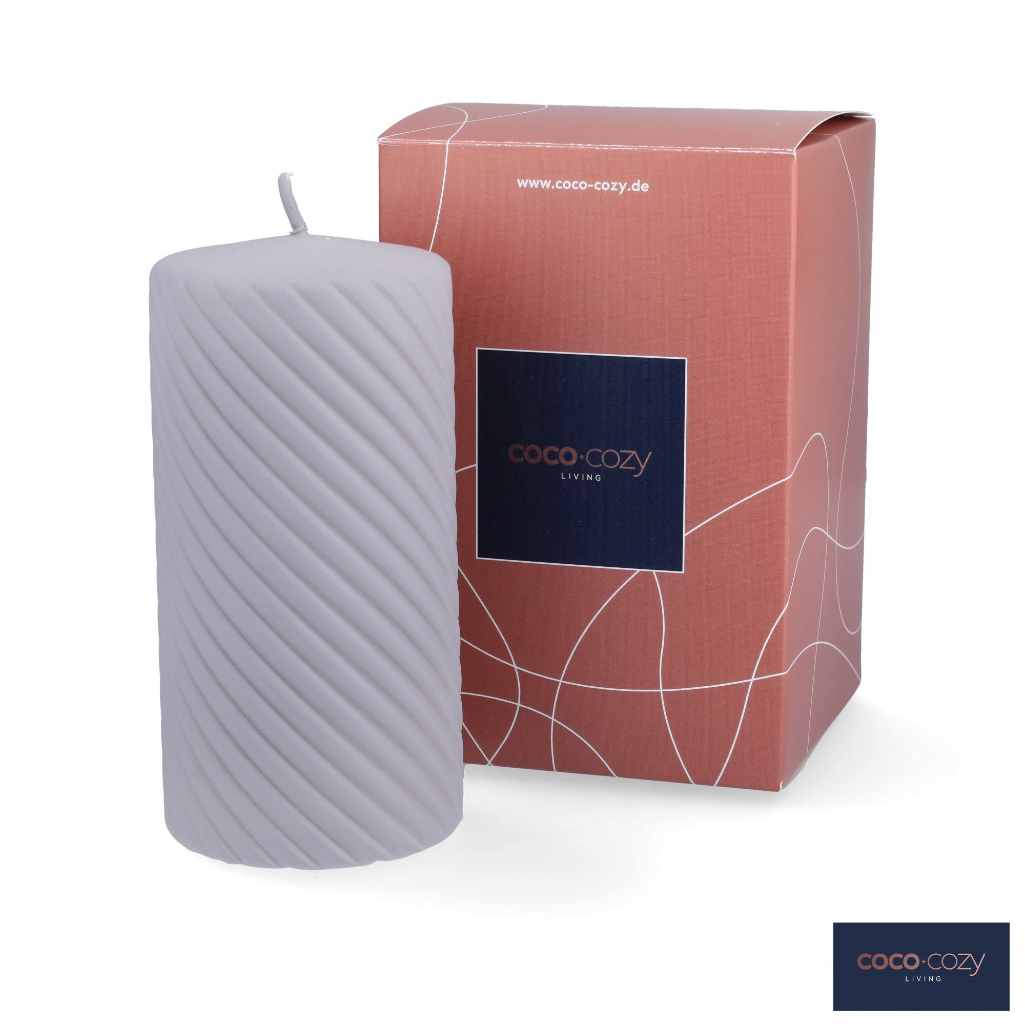 coco+cozy Stumpenkerze Stumpenkerzen Carla - grau, günstig online kaufen