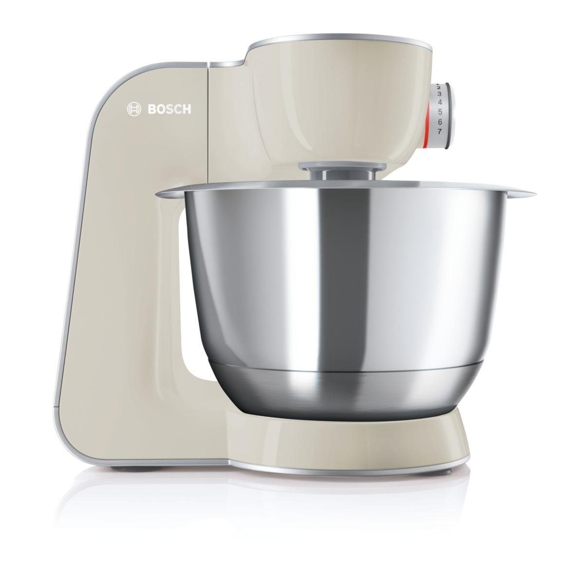 BOSCH Küchenmaschine Serie 4 MUM58L20, Durchlaufschnitzler, Mixer, grau, 1000 W, 3 Scheiben, Schüssel, Knethaken/Rühr-/Silikonbesen, spülmaschinenfest – Bild 4 von 5