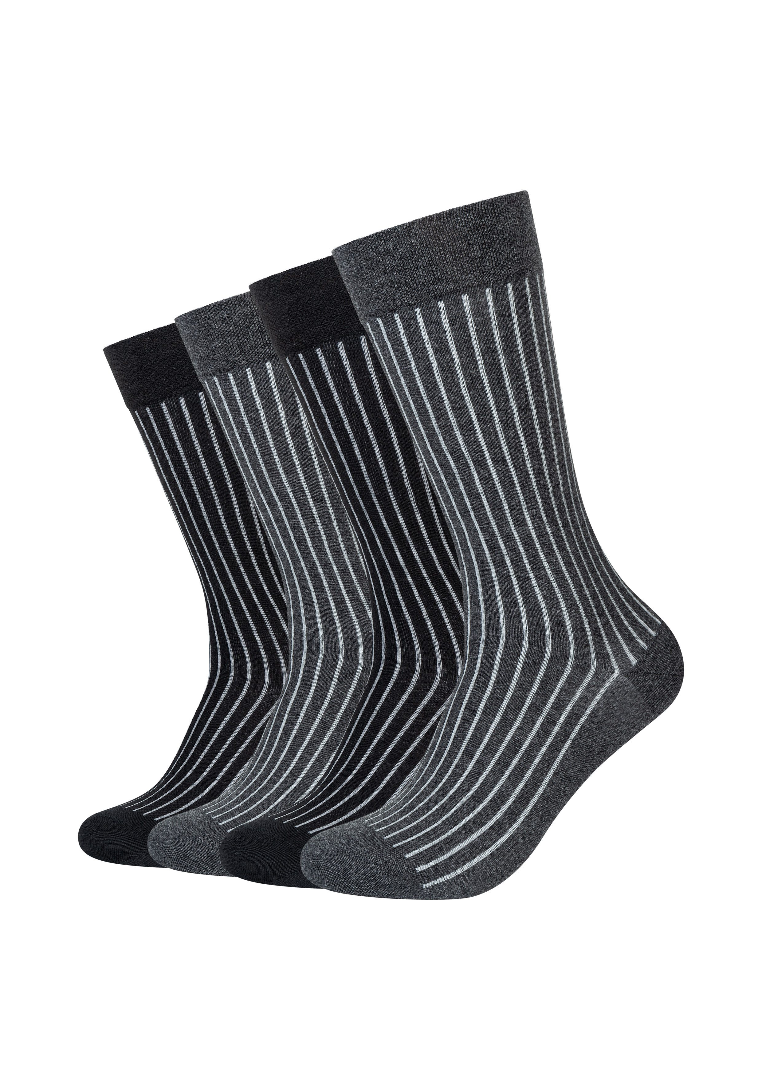 Camano Socken (4 Paar) feines Bündchen, gestreift