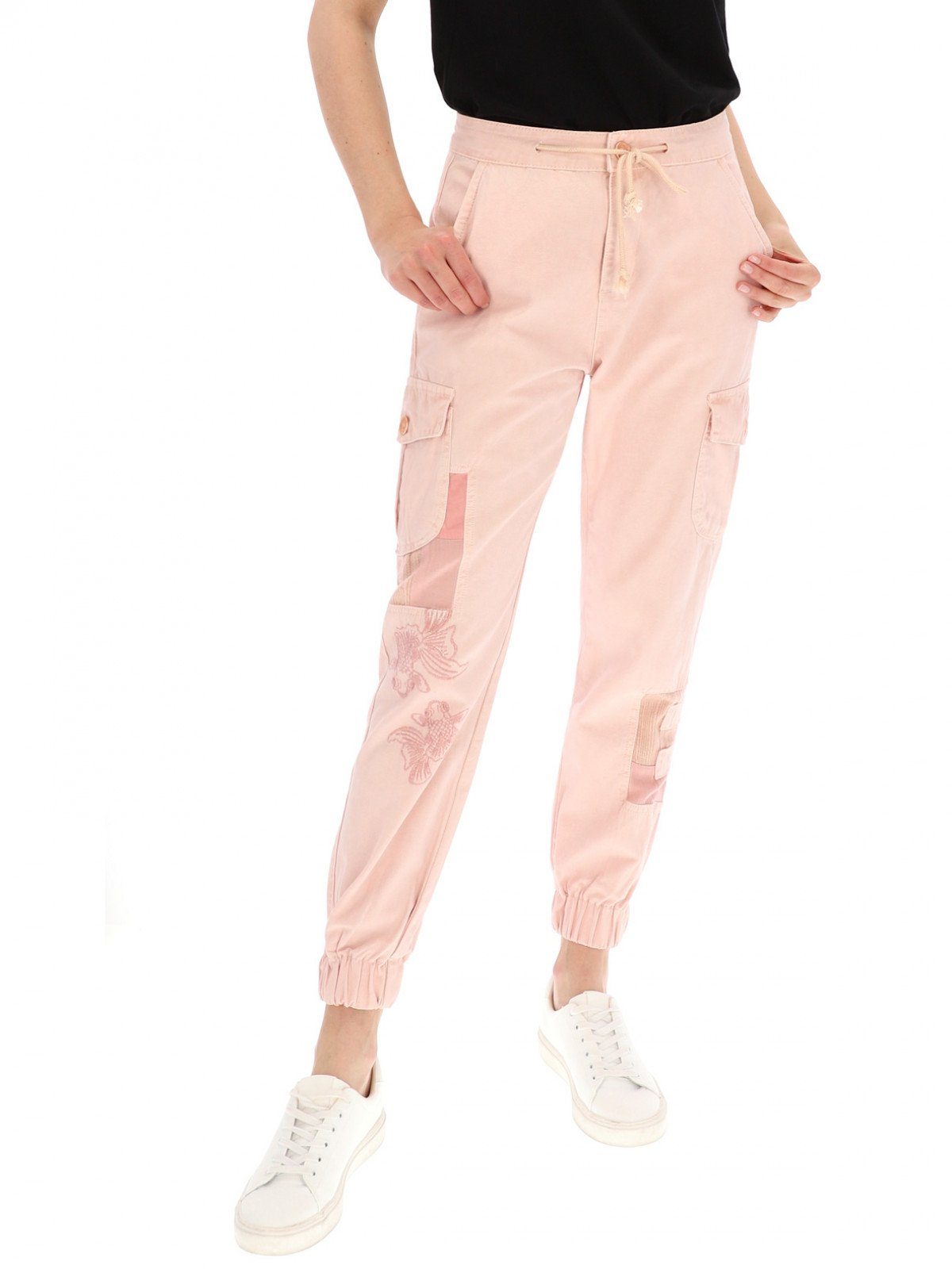 Desigual Damen Casual Pants – Regular Fit, Tropenmuster, Mit Bindeband, Lässige Hose