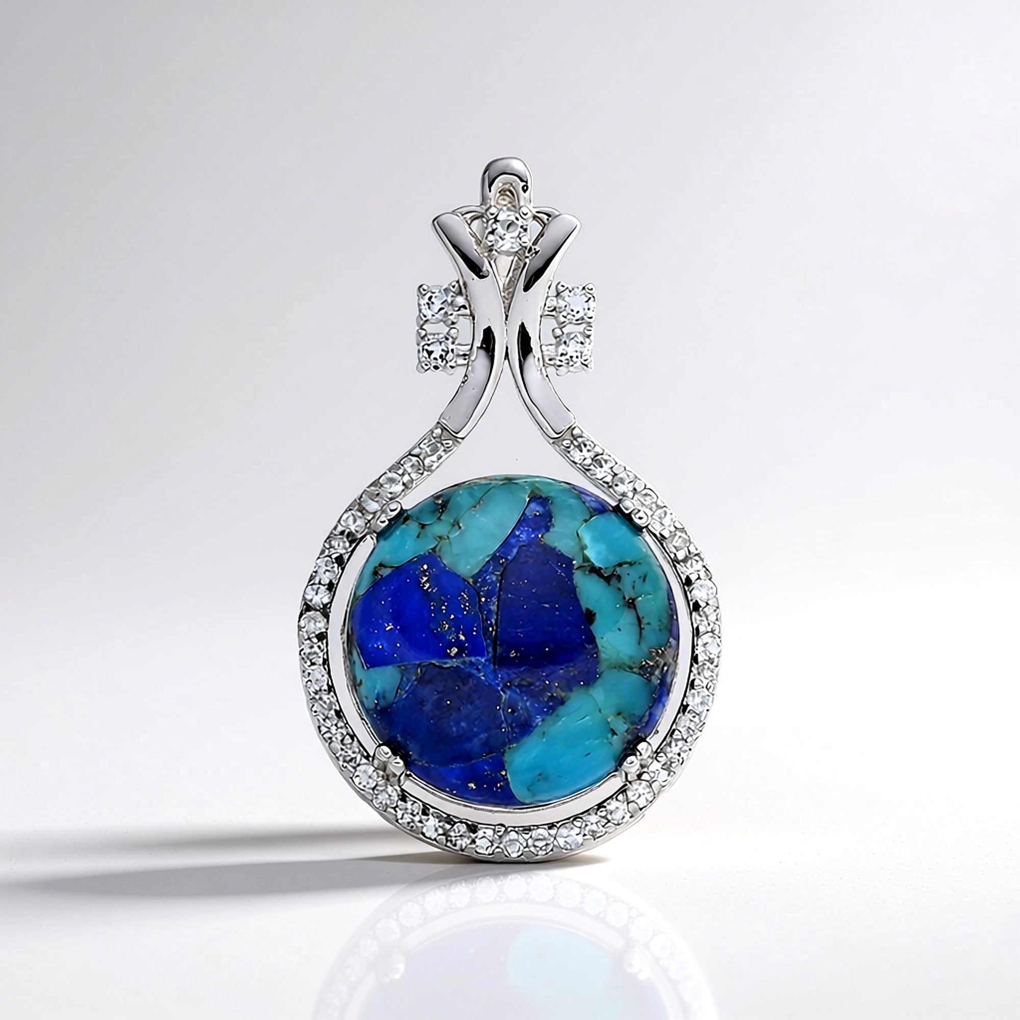 Cavill Kettenanhänger Cavill 7,48 ct Lapislazuli & Türkis Silberanhänger mit Topas (1-tlg)
