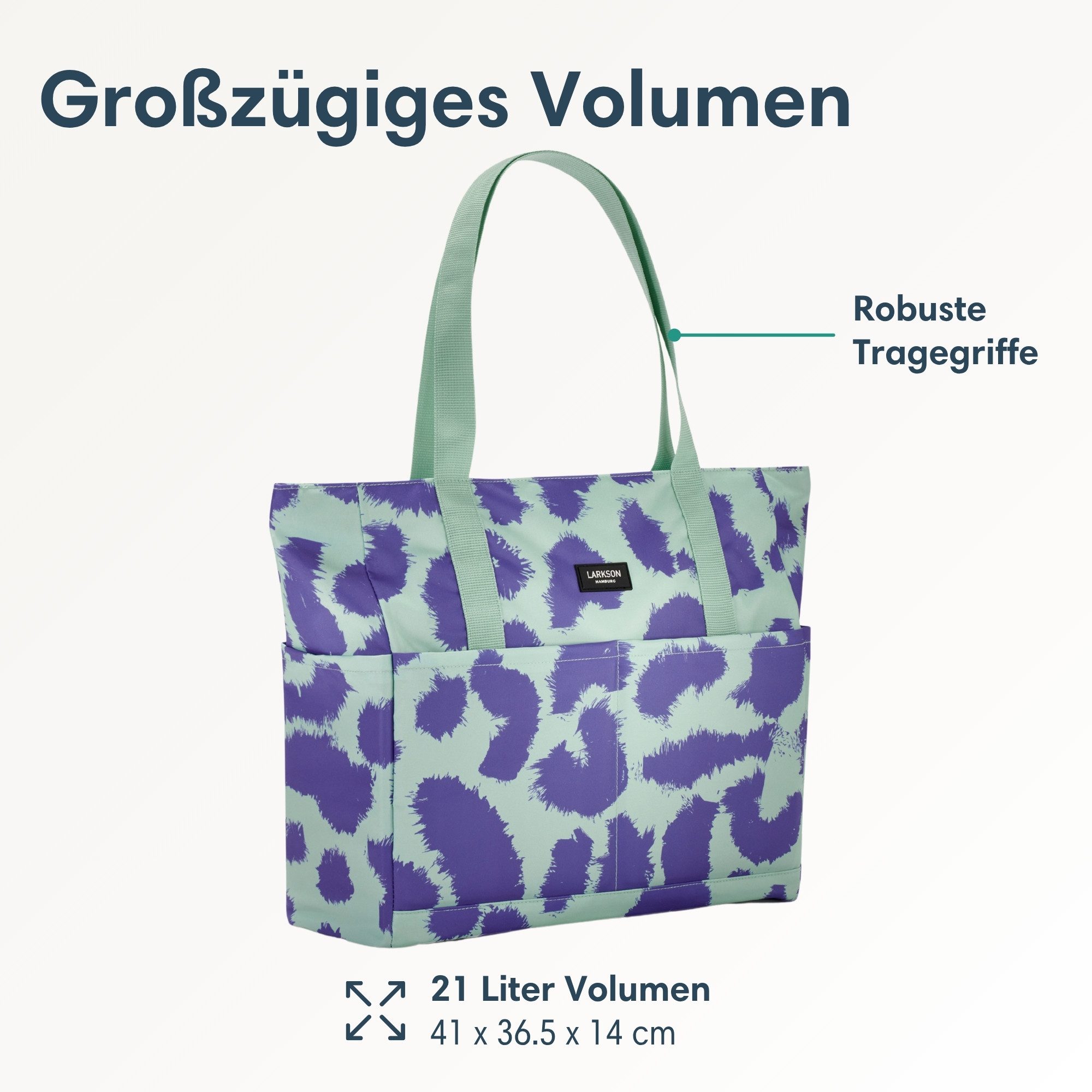 LARKSON Strandtasche Linn Strandtasche mit Reißverschluss (1-tlg), Große Beach Bag für Strand und Urlaub, Wasserabweisend