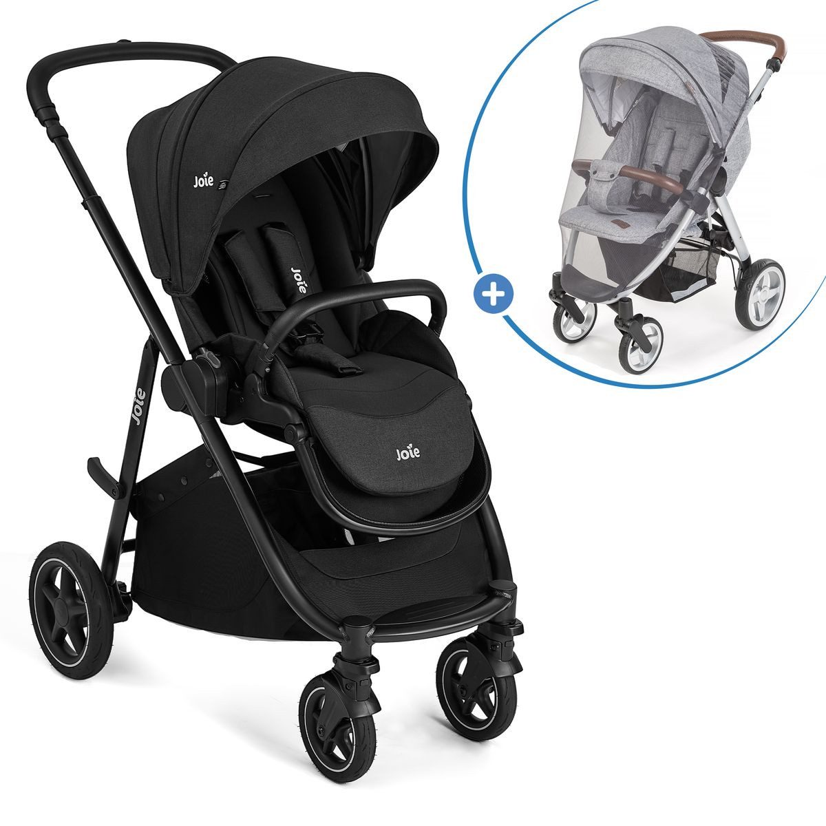 Joie Sport-Kinderwagen Versatrax - Raven, Sportwagen mit Liegefunktion & Regenschutz höhenverstellbar bis 22 kg