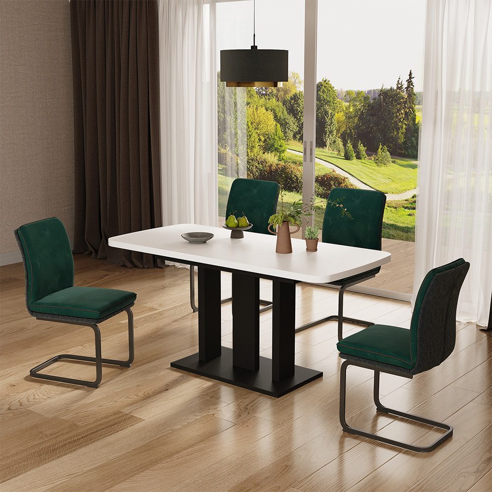 Vicco Esstisch Fenaro, Schwarz/Weiß, 120 x 80 cm 2 Teile (1-St)