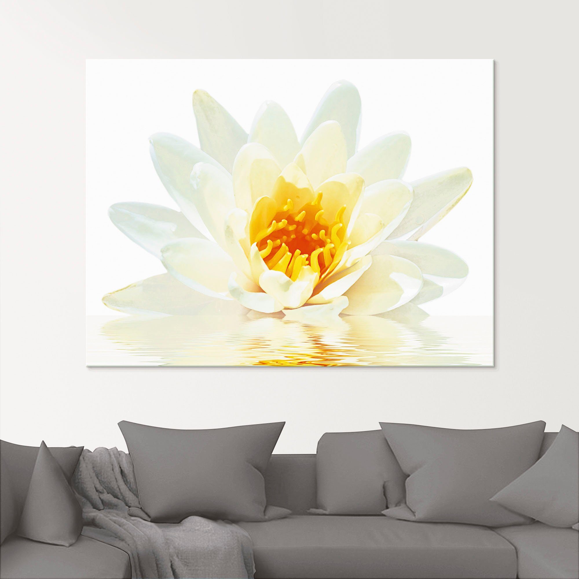 Artland Glasbild Lotusblume schwimmt im Wasser, Blumen (1 St), in verschiedenen Größen