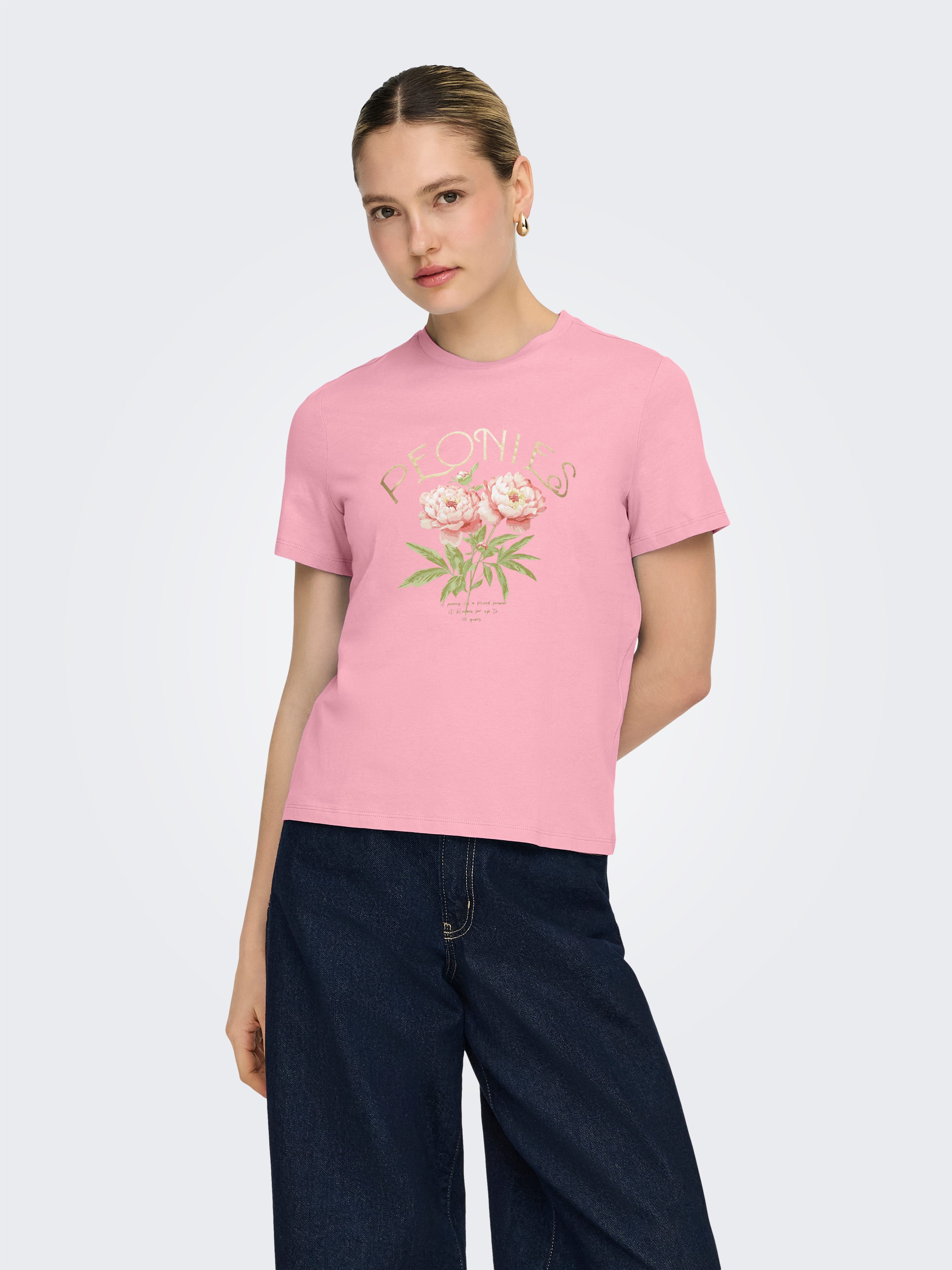 ONLY Kurzarmshirt ONLAMBERDINE S/S PRINT TOP BOX JRS Baumwolle, regular fit, Rundhals
