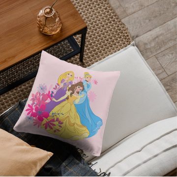 MTOnlinehandel Dekokissen Prinzessin Kissen Disney Belle, Rapunzel & Cindarella 40x40cm, ideal für Kinderbetten, Sofas oder Leseecken, passend zur Bettwäsche