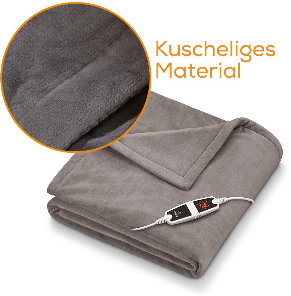 BEURER Heizdecke HD 150 XXL Cosy Taupe, kuschelig, maschinenwaschbar, mit Abschaltautomatik