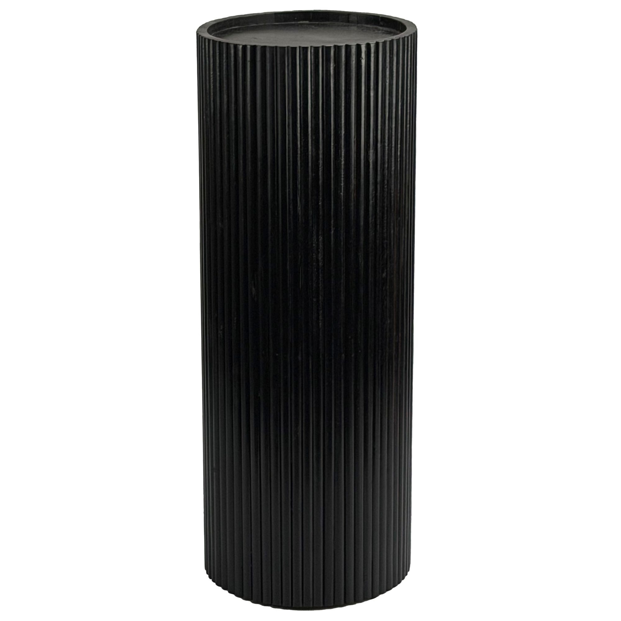 Wohnling Blumentisch WL7.775 Dekosäule Rund 80cm Blumensäule Deko Pflanzensäule Schwarz (Skulpturale Blumensäule aus massivem Akazienholz), Hohe Säule in markanter Blockform