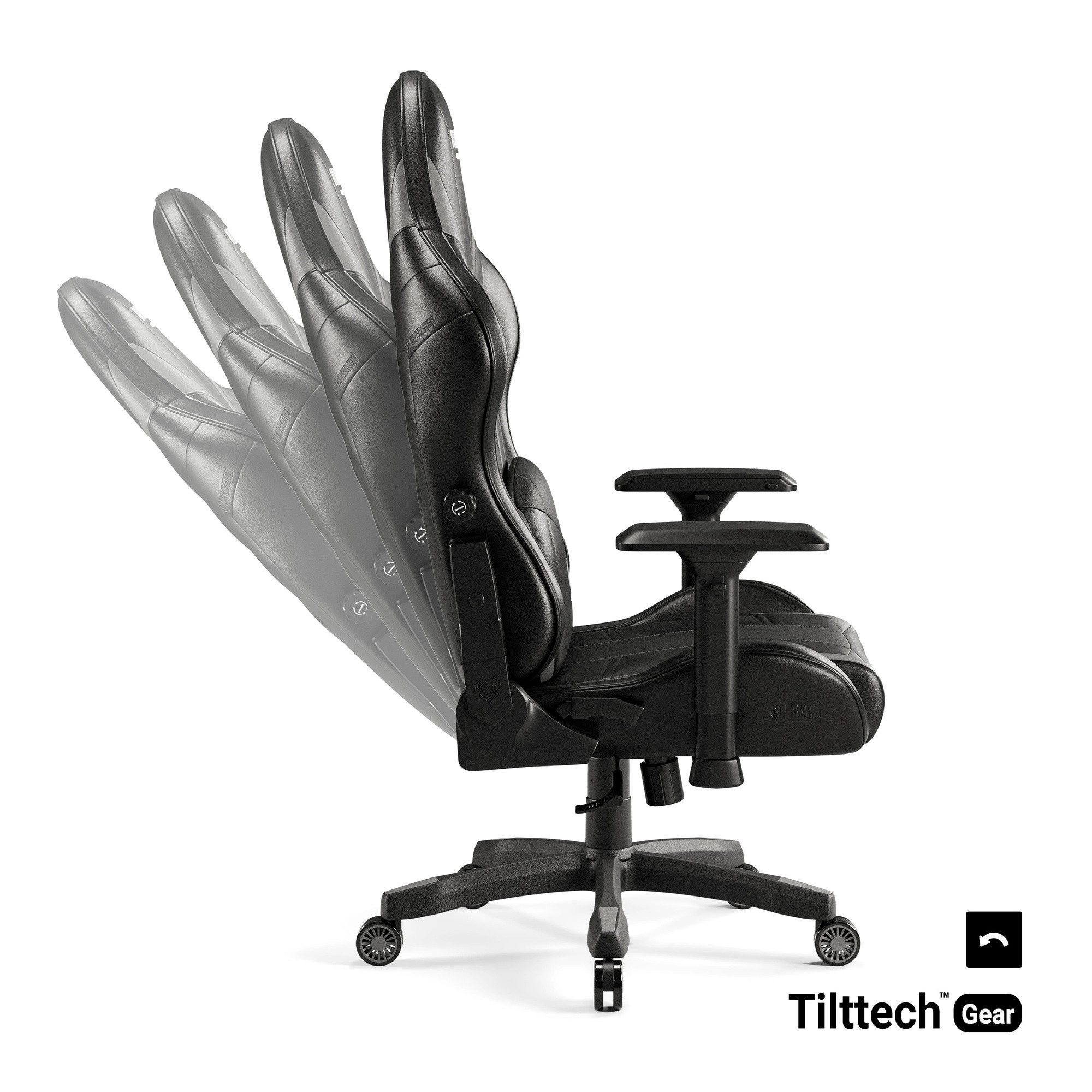 DIABLO CHAIRS Gaming-Stuhl X-Ray Kunstleder perforiert ergonomisch 4D-Armlehnen (4D-Armlehnen, Magnetkopfstütze, HDS Air perforiert, Kids S Normal L King XL), Magnetkopfstütze Lendenkissen TiltTech Wippfunktion