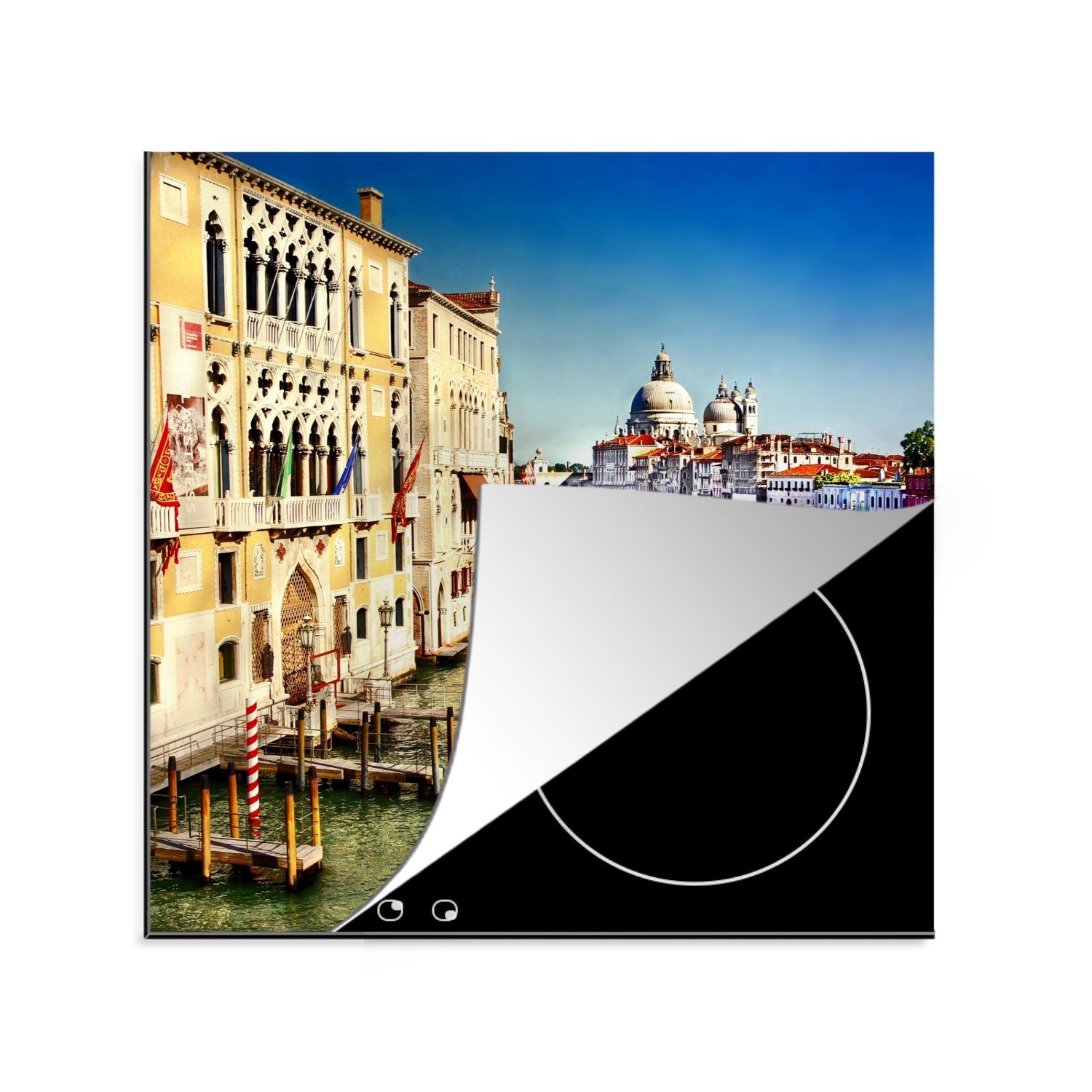 MuchoWow Herdblende-/Abdeckplatte Venedig - Italien - Wasser, Vinyl, (1 tlg), 78x78 cm, Ceranfeldabdeckung, Arbeitsplatte für küche