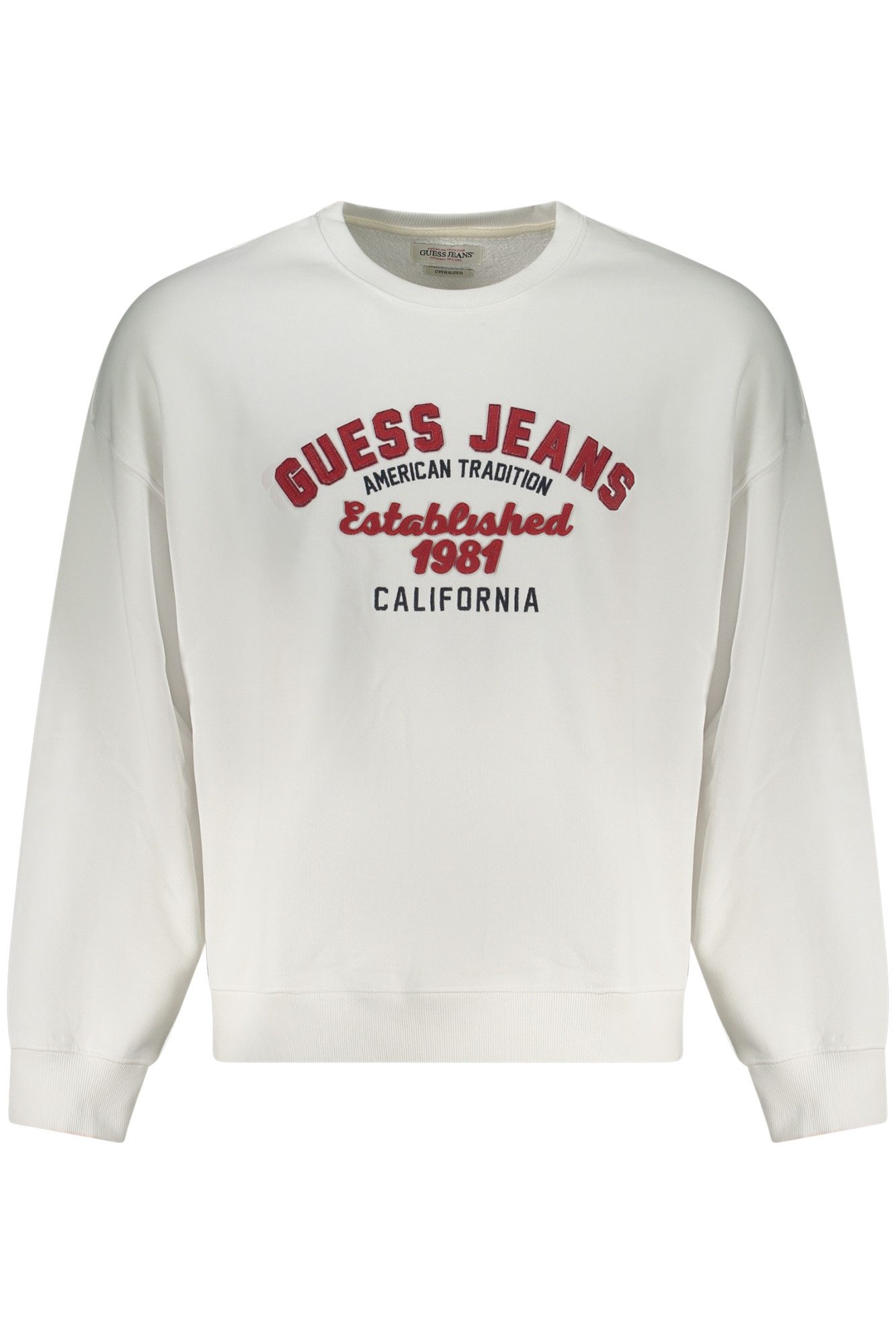 GUESS JEANS Sweatshirt Oversize Herren-Sweatshirt in Weiß – Stickerei &
