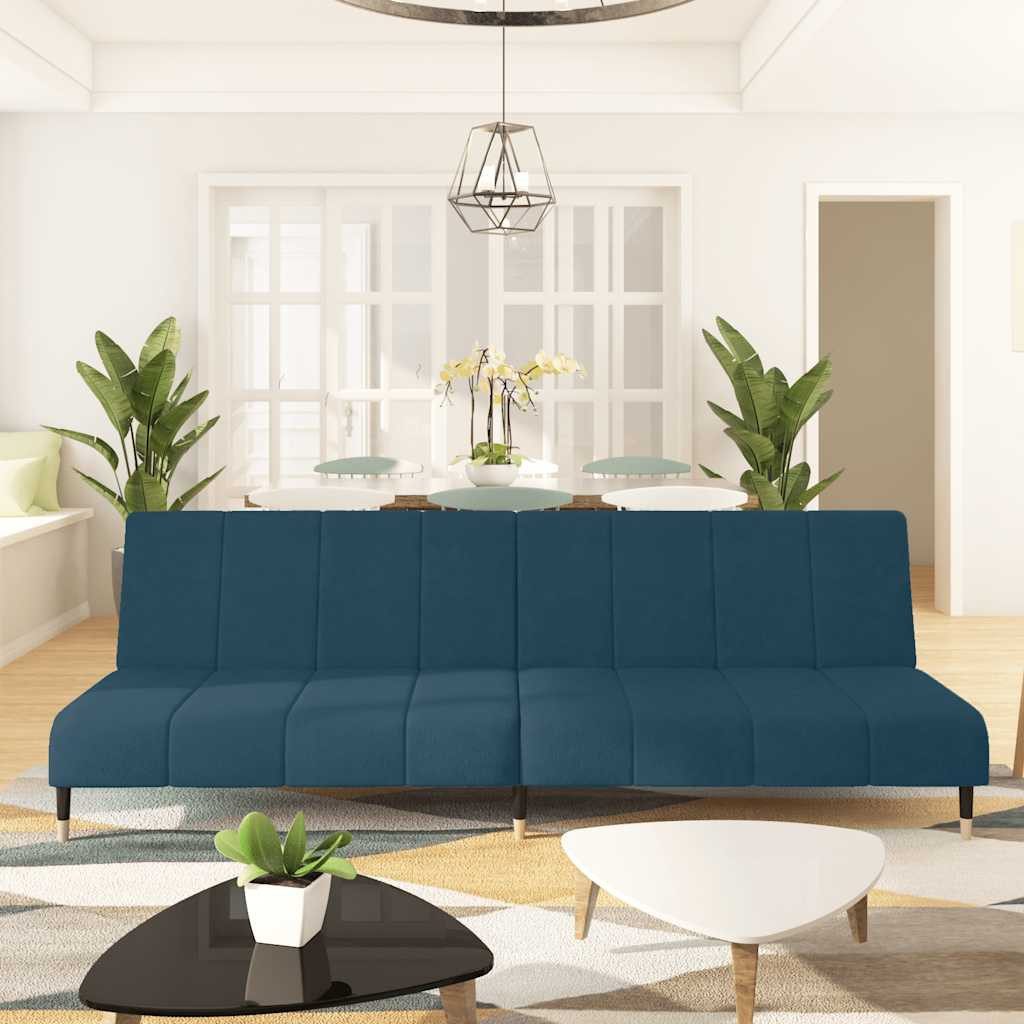 vidaXL Sofa vidaXL Schlafsofa 2-Sitzer Blau Samt