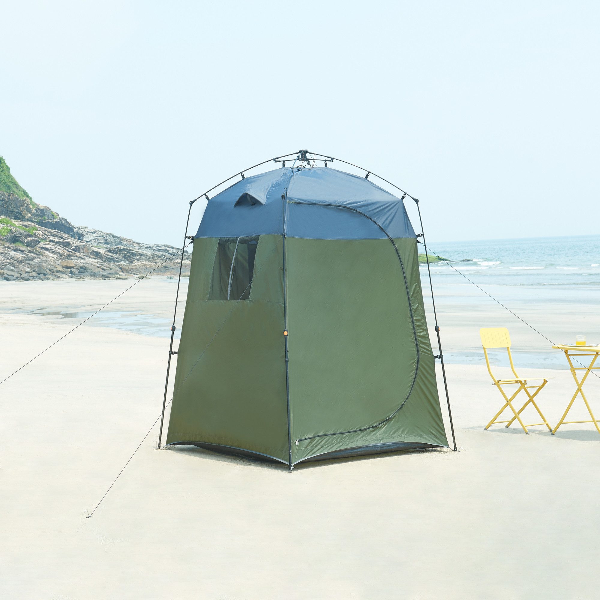 pro.tec Wurfzelt, Personen: 1, »Ayas« Pop-Up Duschzelt 150 x 150 x 200 cm Grün / Grau