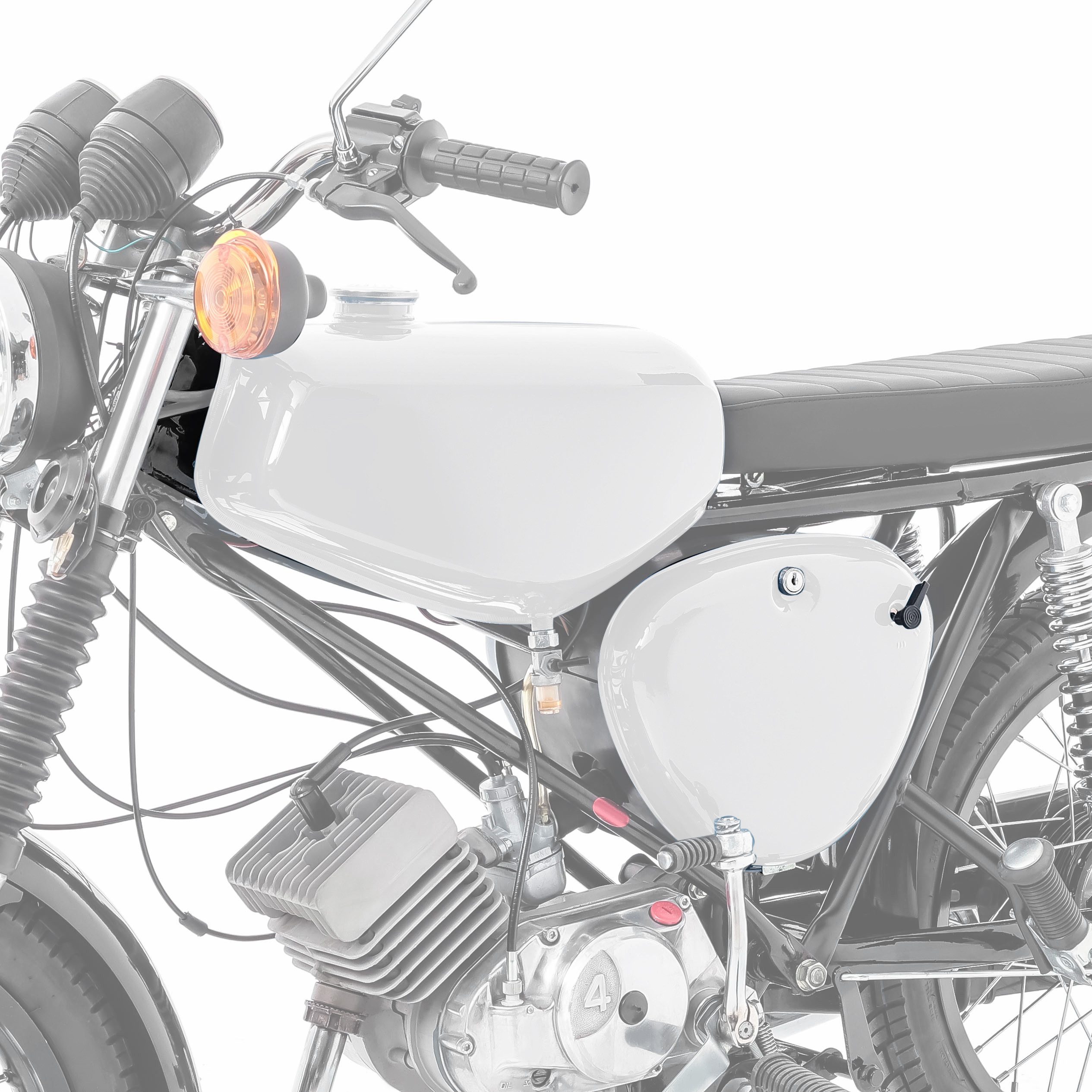 Craftride Halter Tank / Benzintank für Simson S51 / S50 / S70 mit Seitendeckel grundier